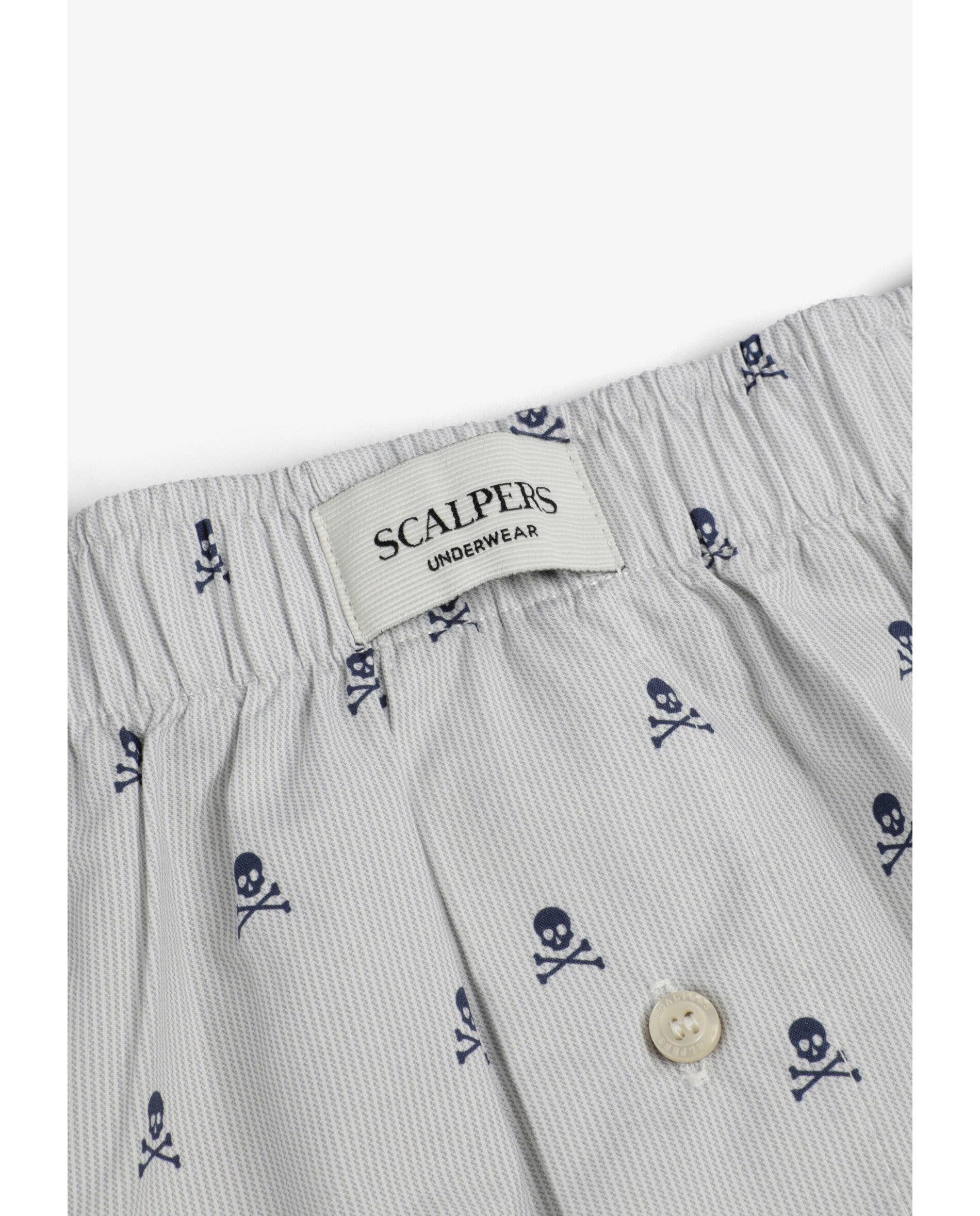 Boxers de Tecido de Algodão Estampado Cinzento-3