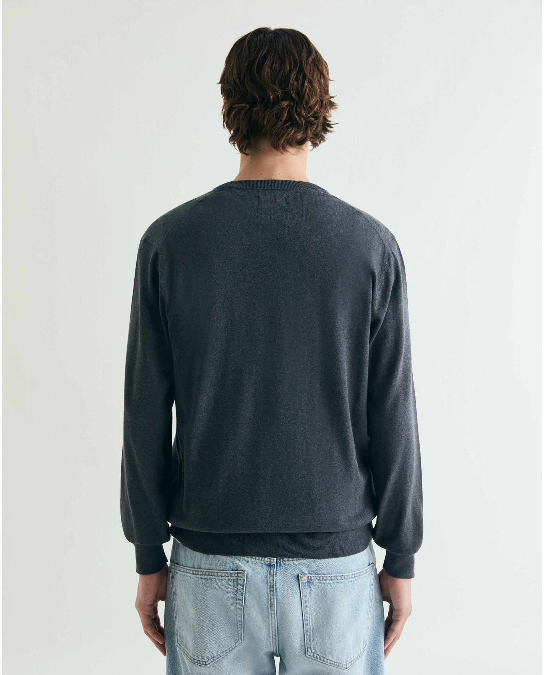 Camisola de Algodão Supima com Gola Redonda Navy-2
