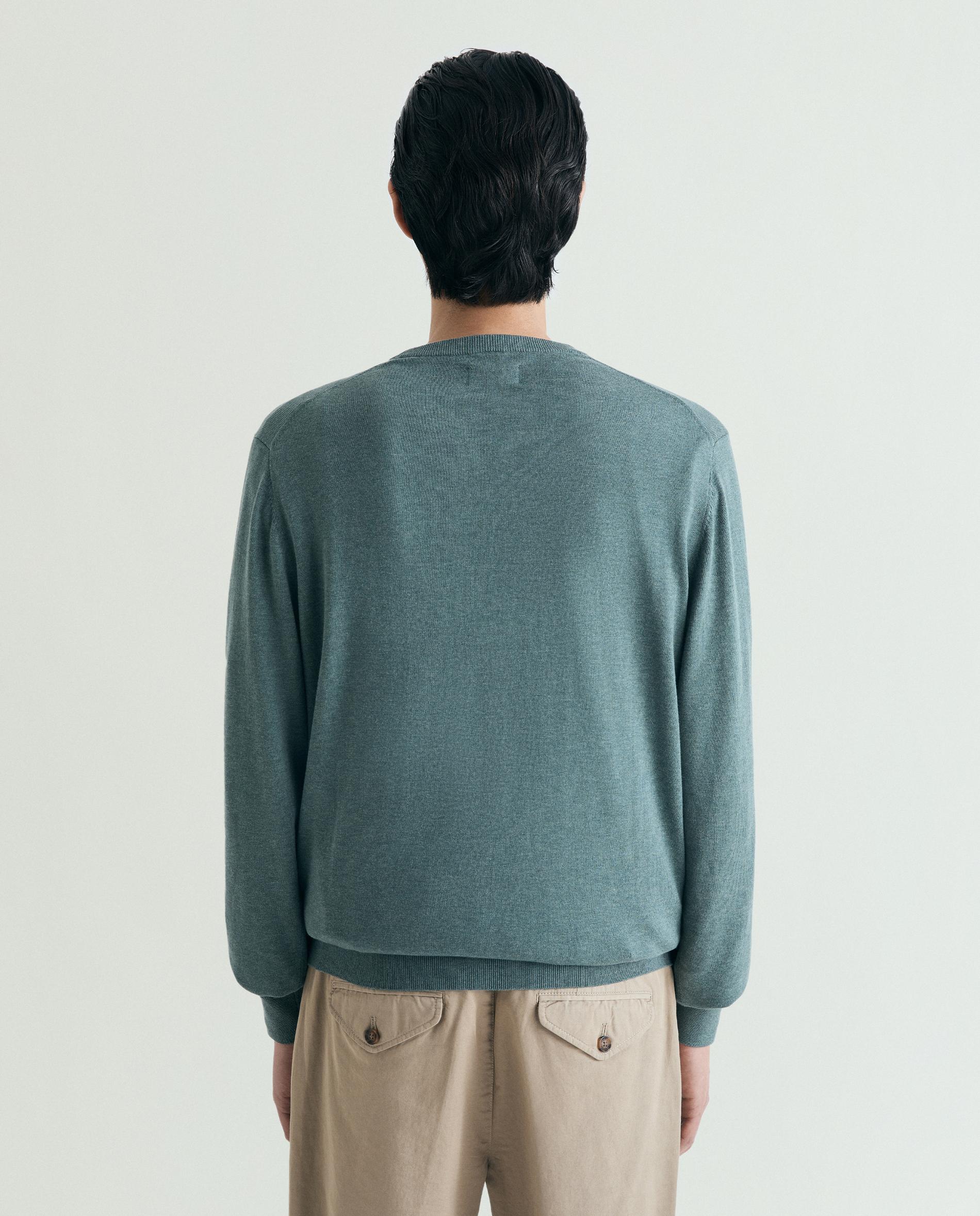 Camisola de Algodão Supima com Gola Redonda Verde-3