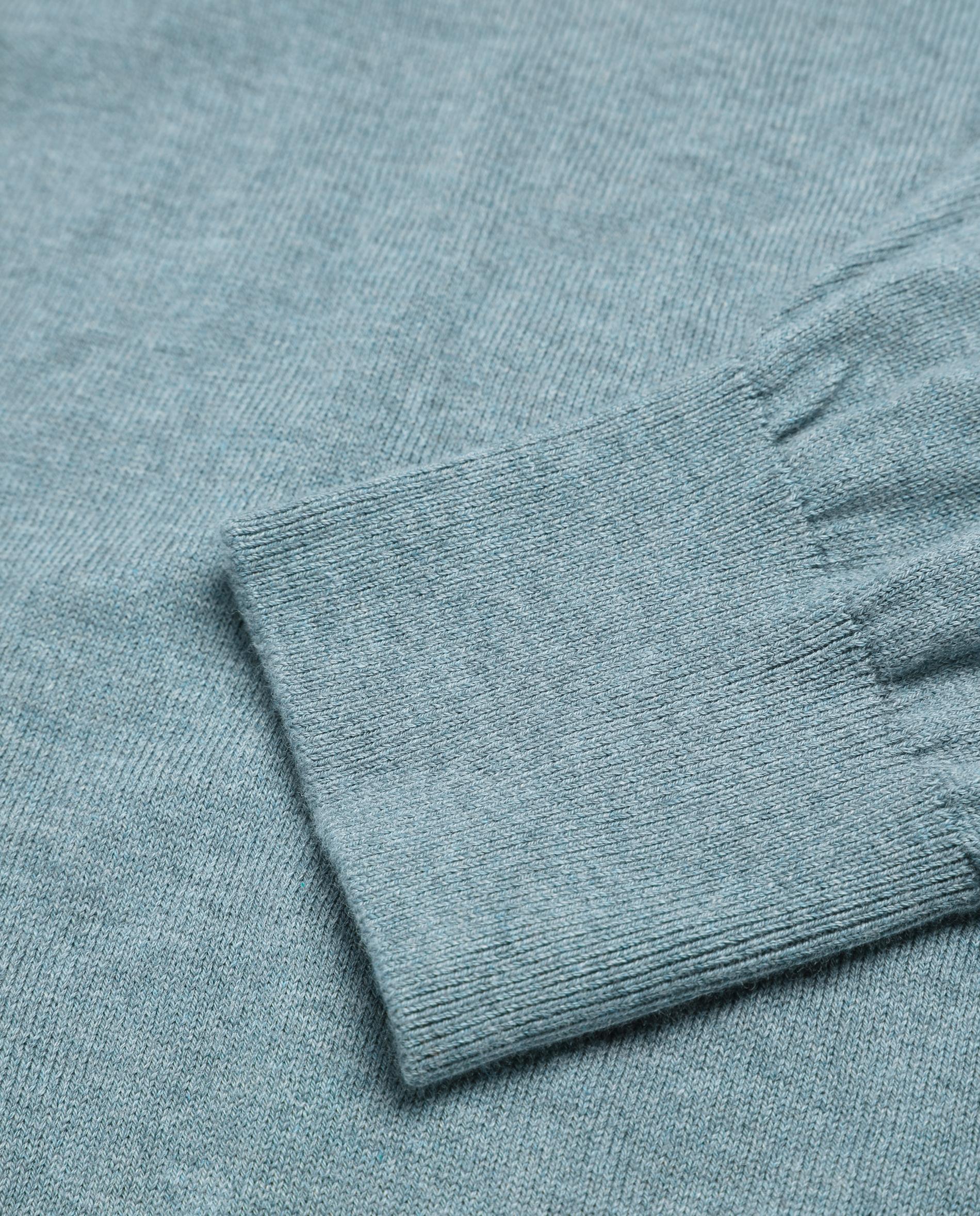 Camisola de Algodão Supima com Gola em V Água-marinha-7