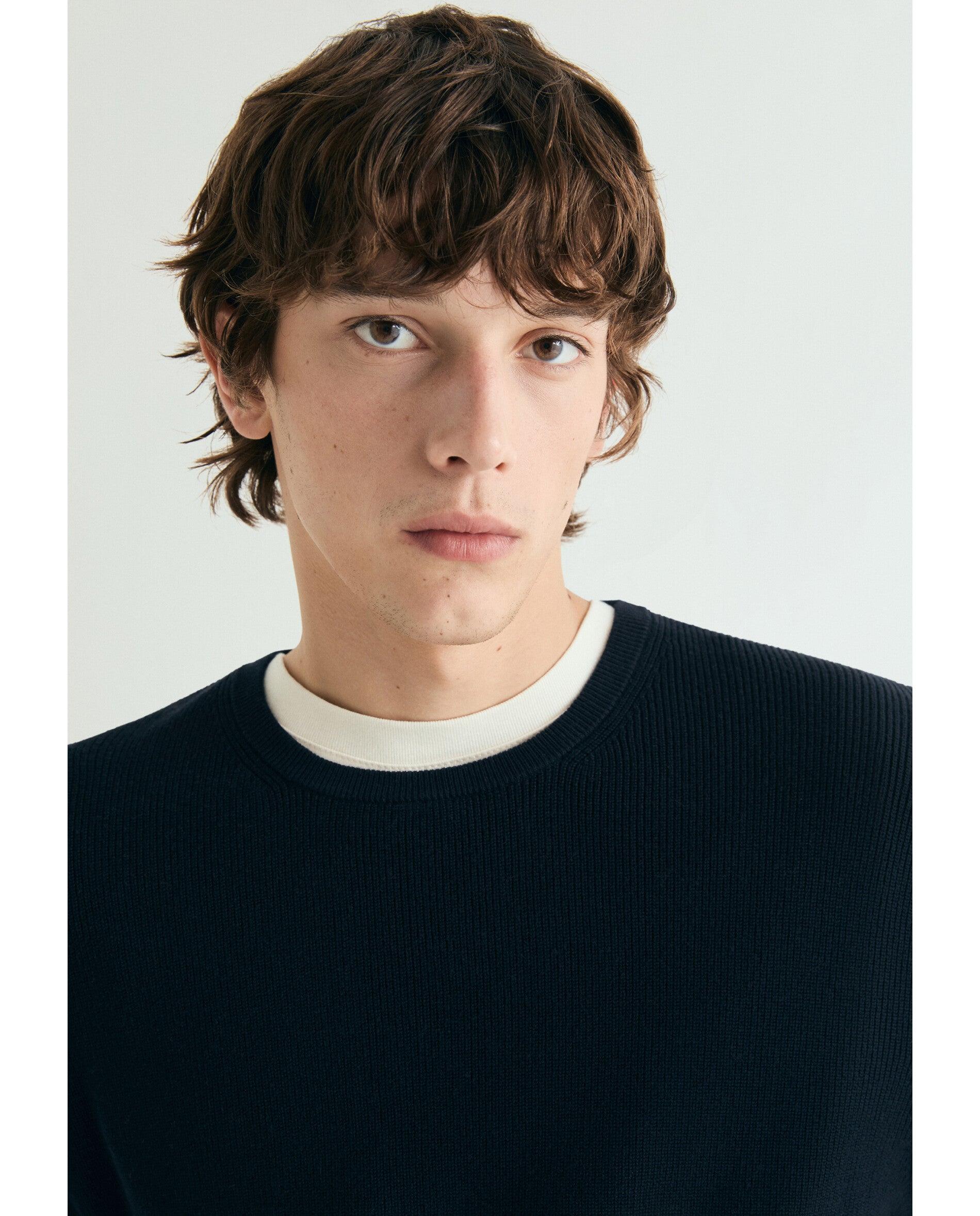 Camisola Regular com Gola Redonda Navy-7