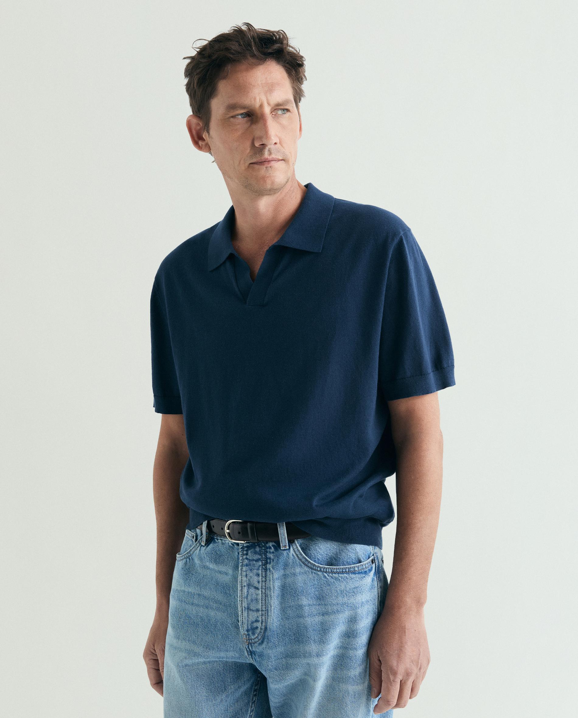 Polo de Manga Curta Regular Fit Navy-1