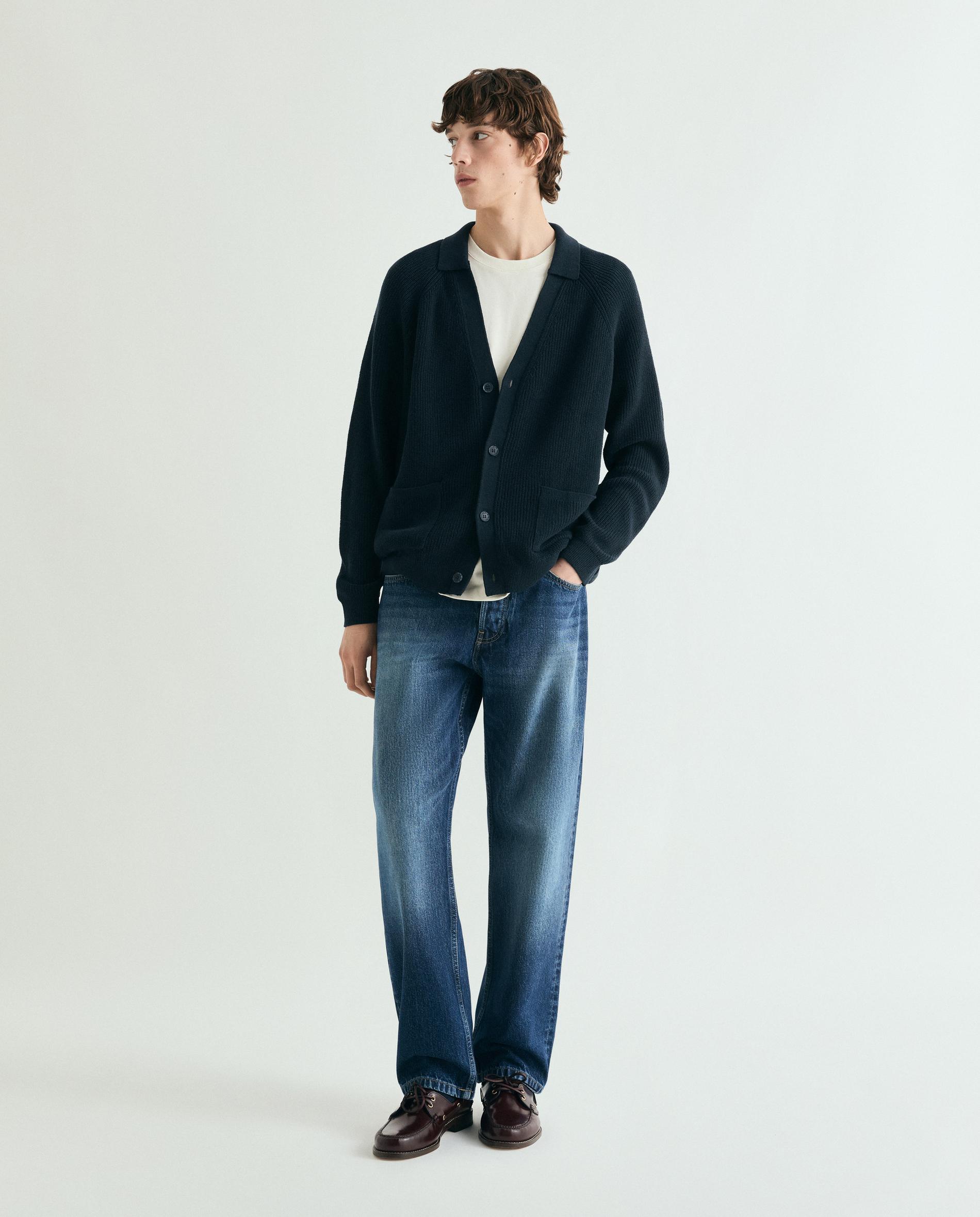 Cardigan de Malha com Bolsos e Fecho de Botões Navy-2