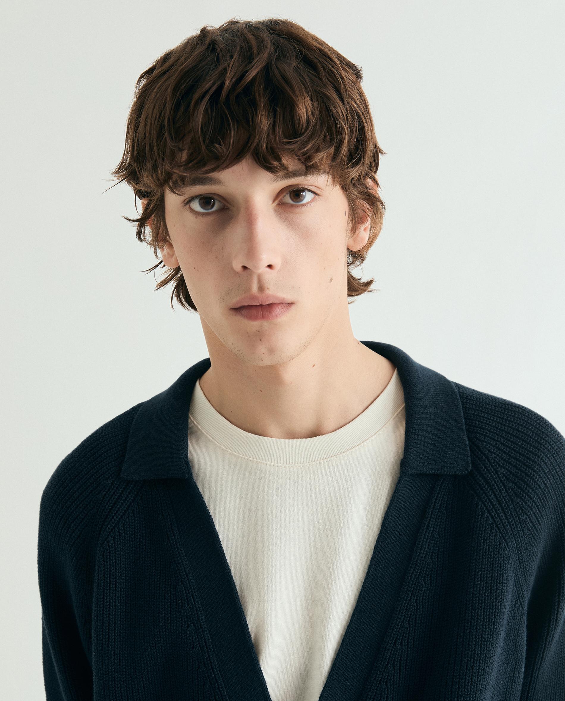 Cardigan de Malha com Bolsos e Fecho de Botões Navy-4