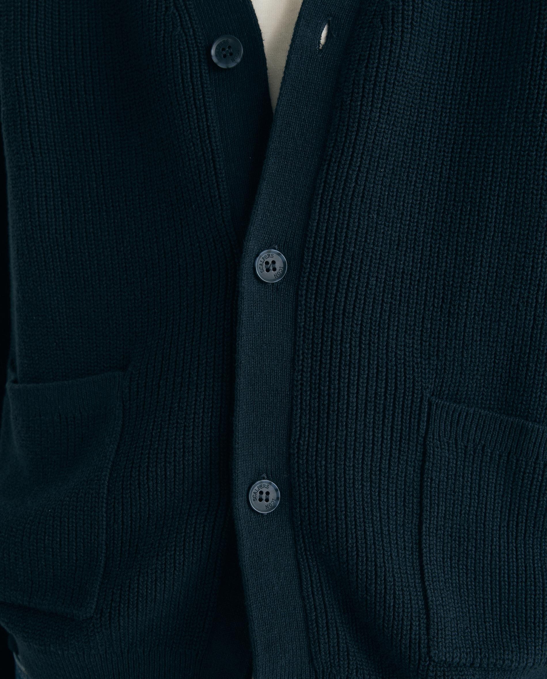 Cardigan de Malha com Bolsos e Fecho de Botões Navy-6