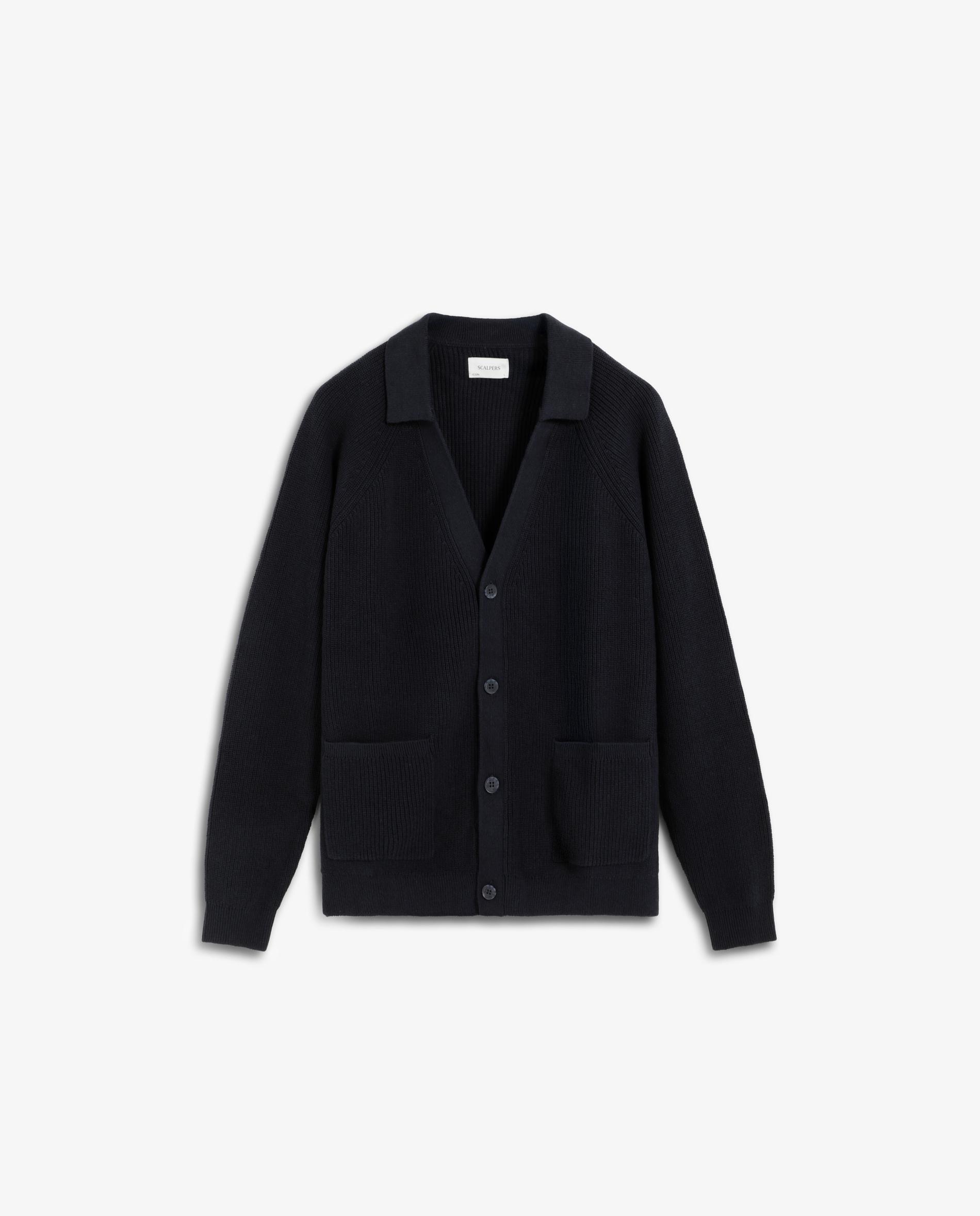 Cardigan de Malha com Bolsos e Fecho de Botões Navy-7