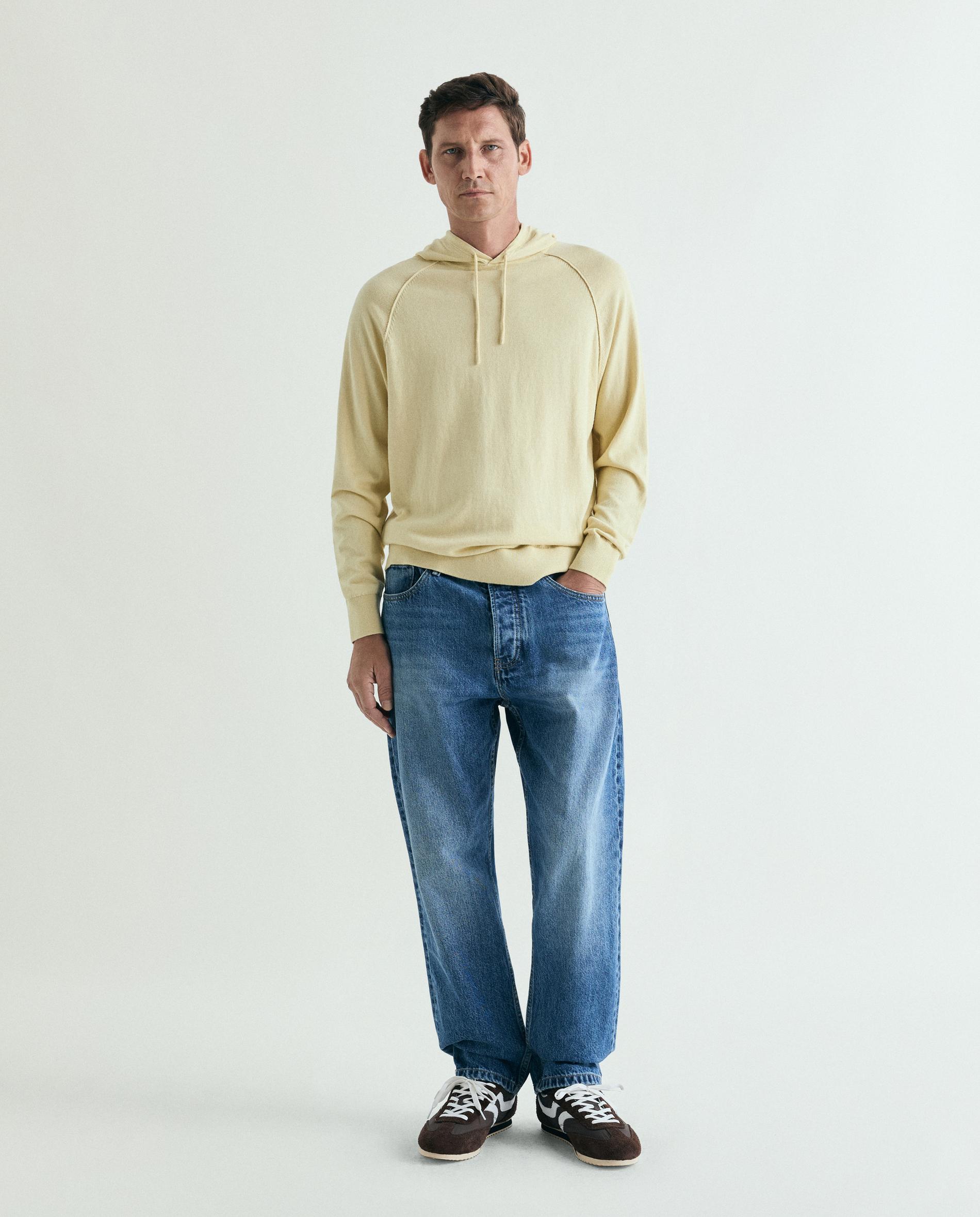 Camisola Regular Fit com Capuz Amarelo-limão-3