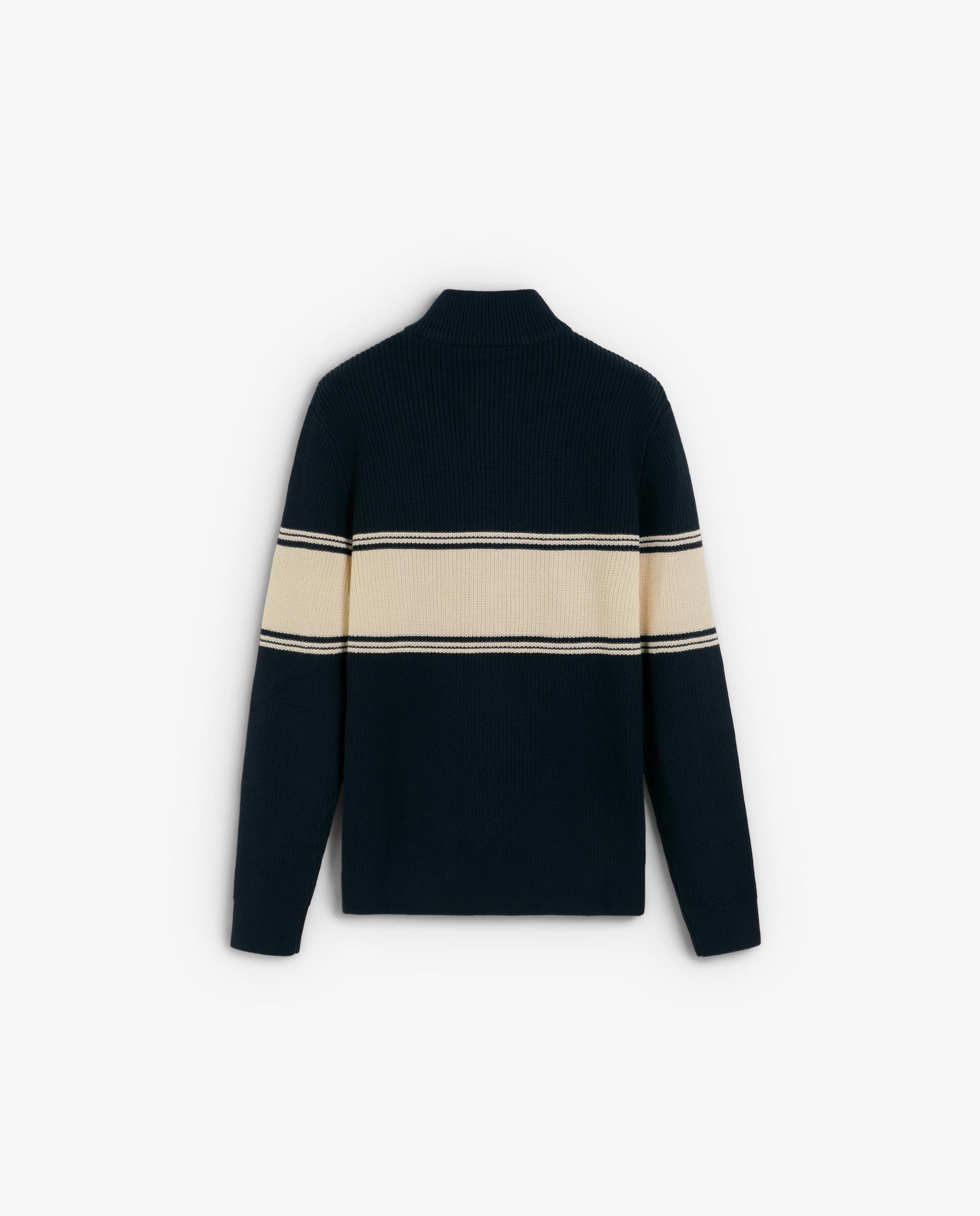 Camisola com Gola Subida e Meio Fecho Zip Navy-6