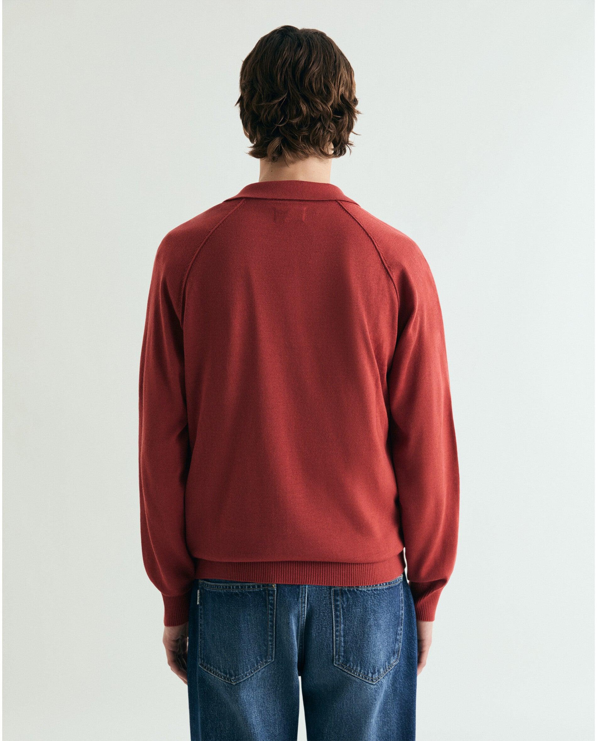 Camisola Regular com Gola Polo Vermelho-2