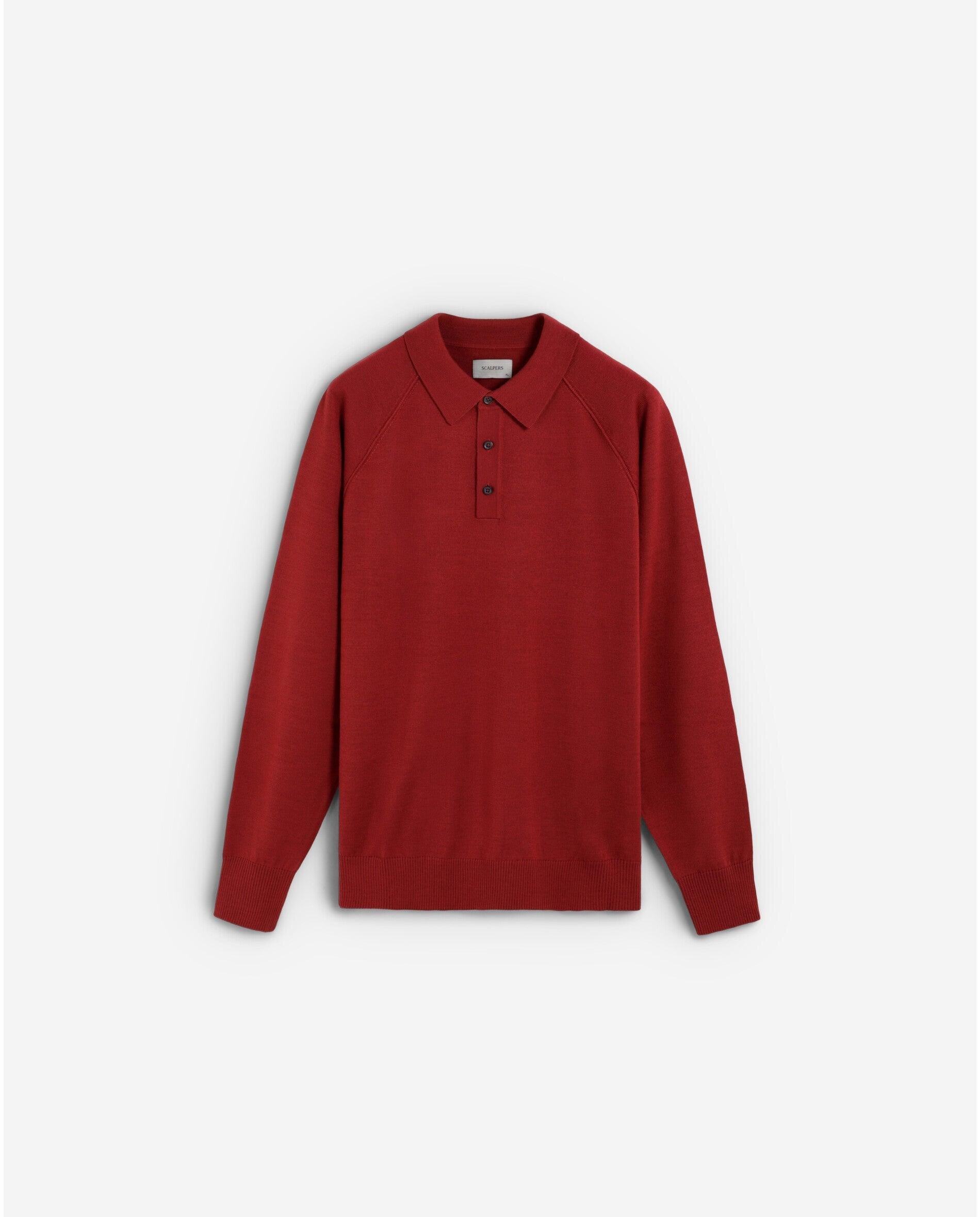 Camisola Regular com Gola Polo Vermelho-6