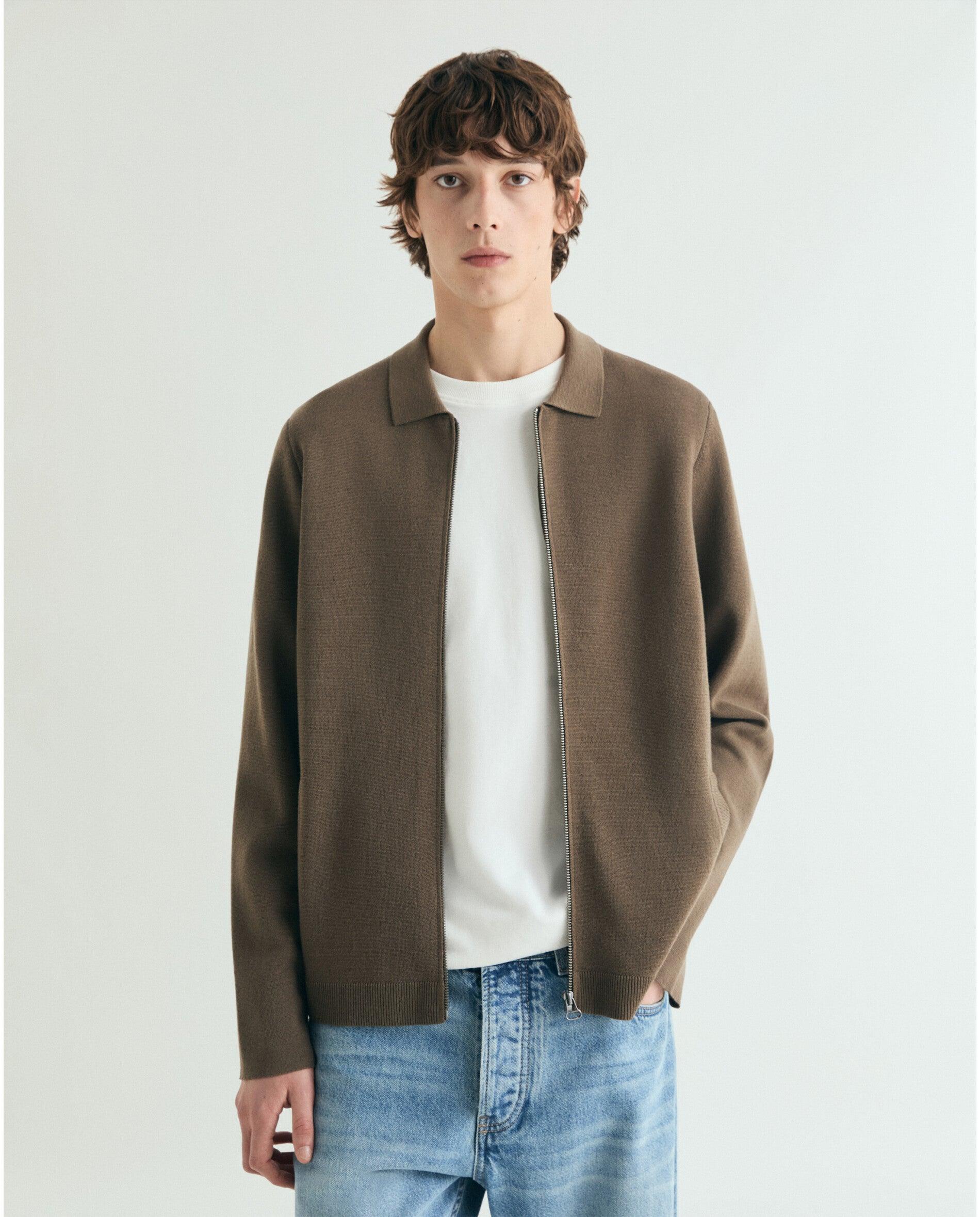 Imagem 0 de Casaco de Malha de Lã com Fecho Zip