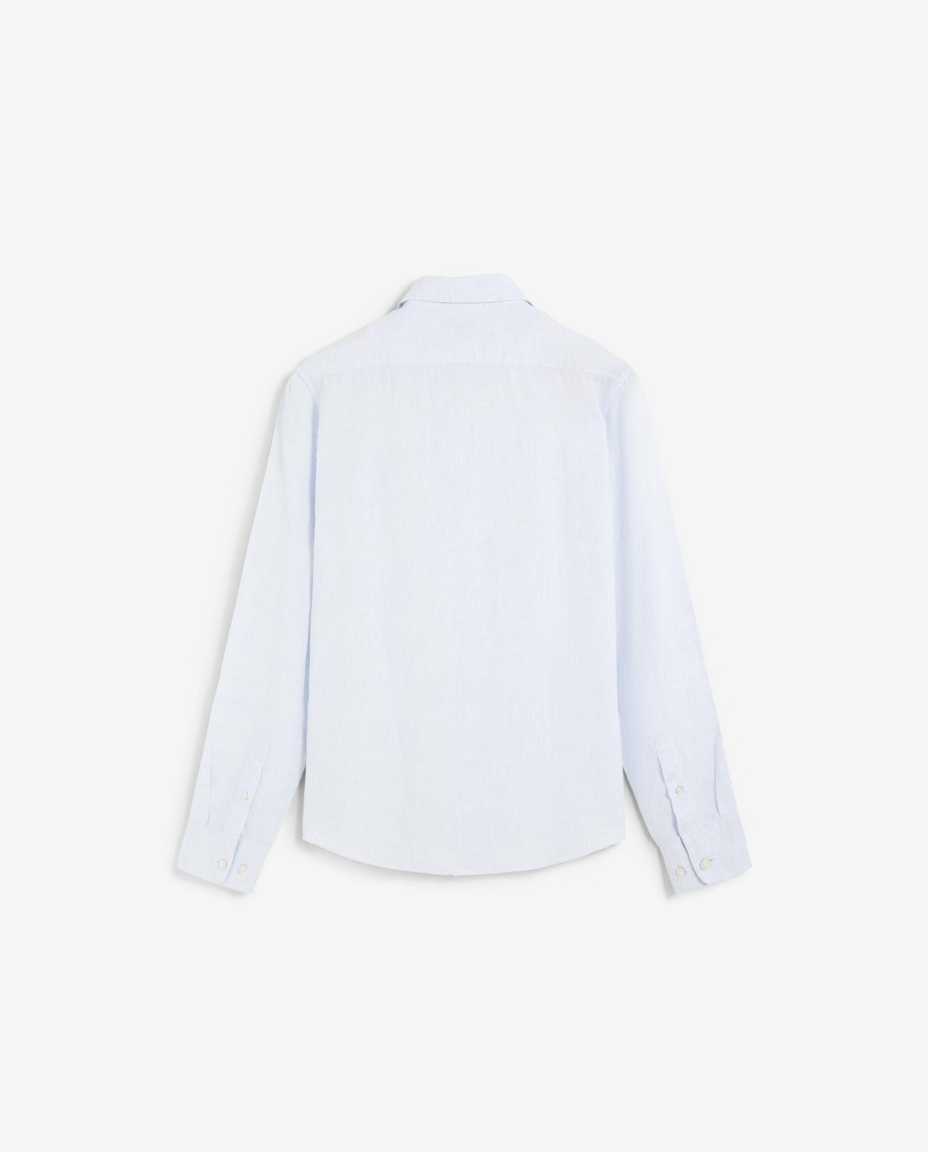 Camisa de Linho Regular Fit Lisa Azul-claro-6