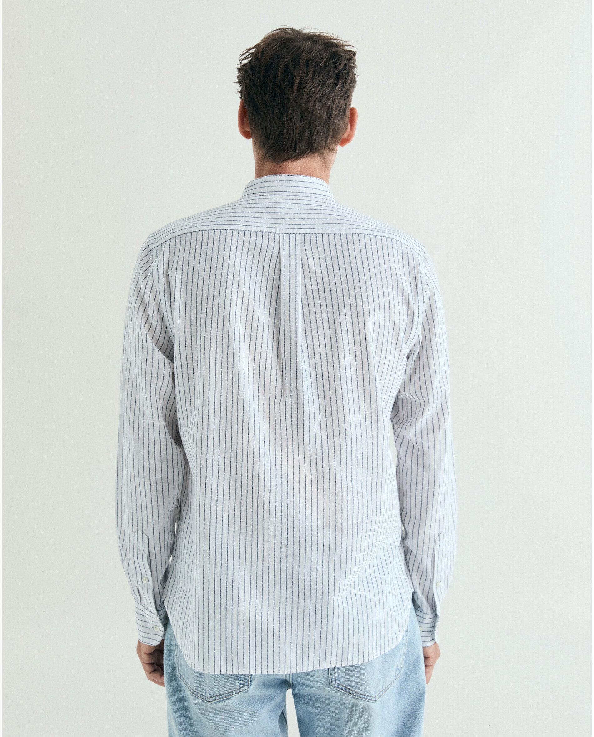 Camisa de Gola À Padre Às Riscas com Bolsos Navy-2