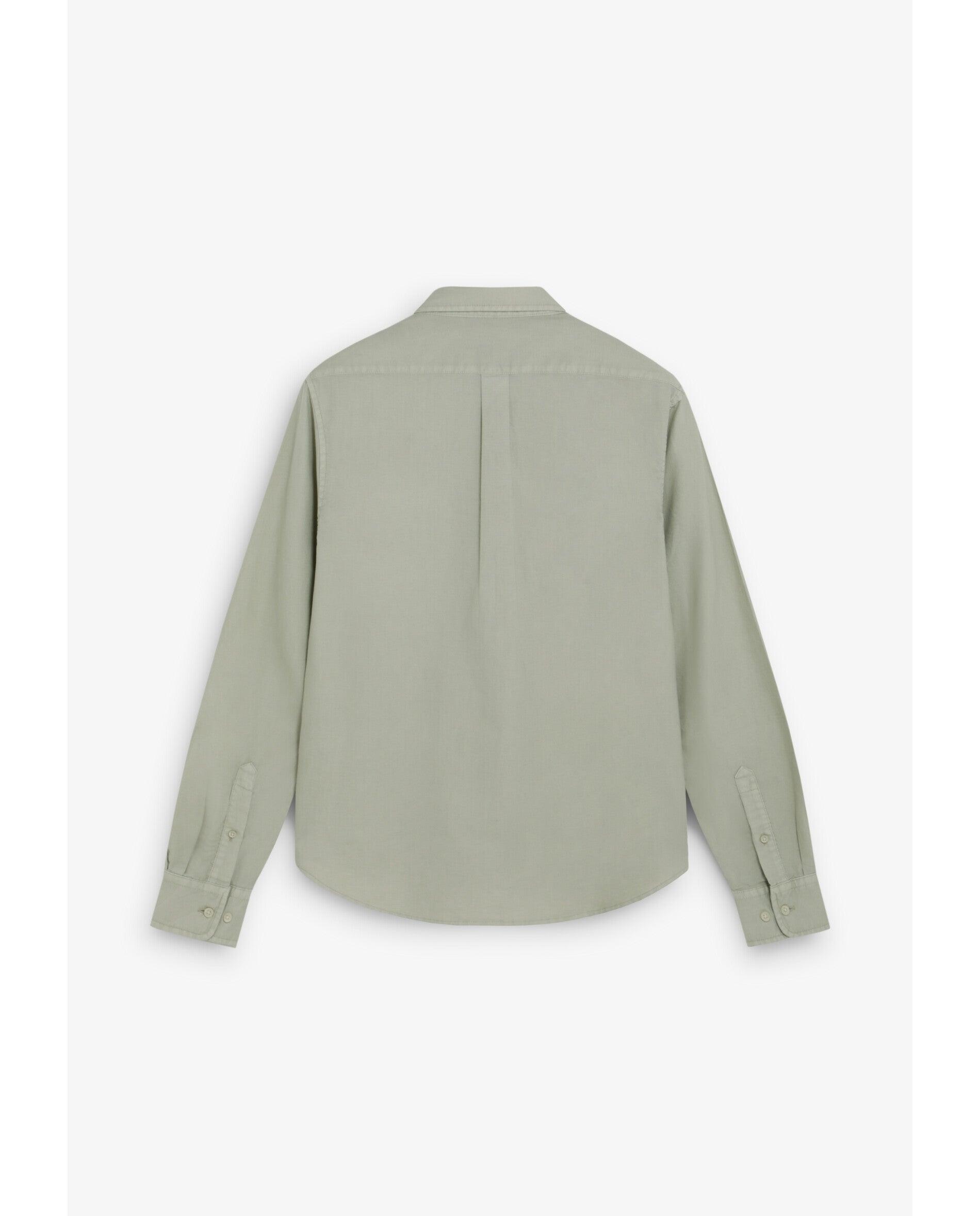Camisa Oxford de Manga Comprida com Bolso Caqui-2
