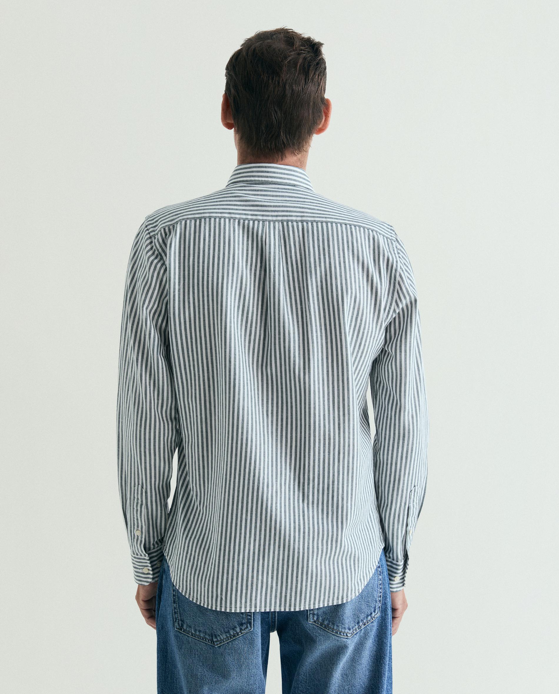 Camisa Regular com Estampado Às Riscas Verde pardo-3