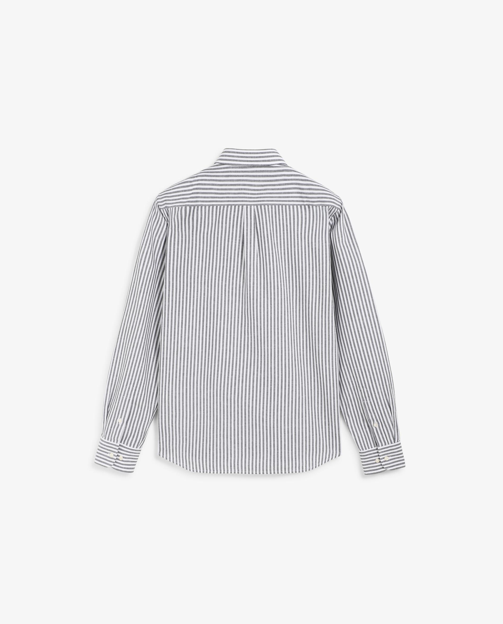 Camisa Regular com Estampado Às Riscas Verde pardo-6