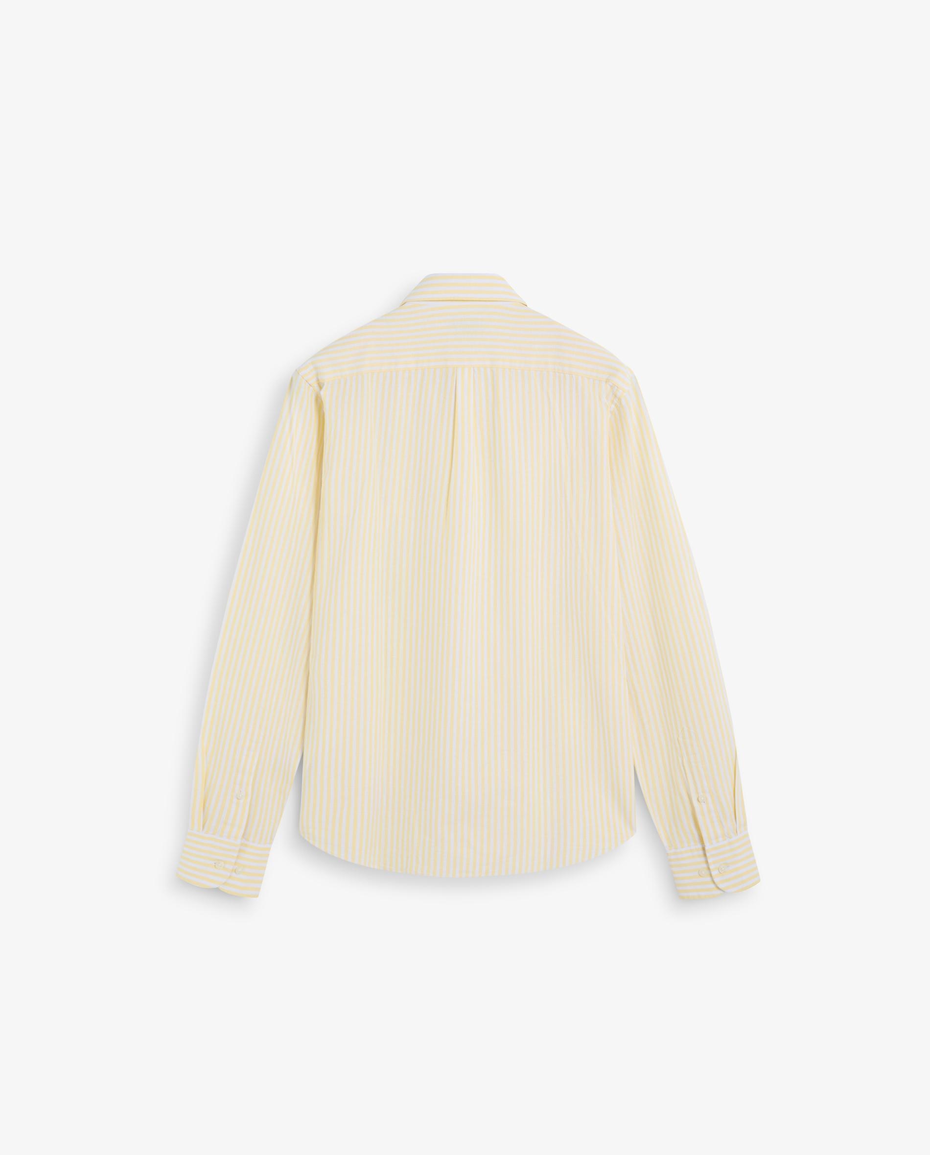 Camisa Regular Fit Às Riscas de Manga Comprida Amarelo-5