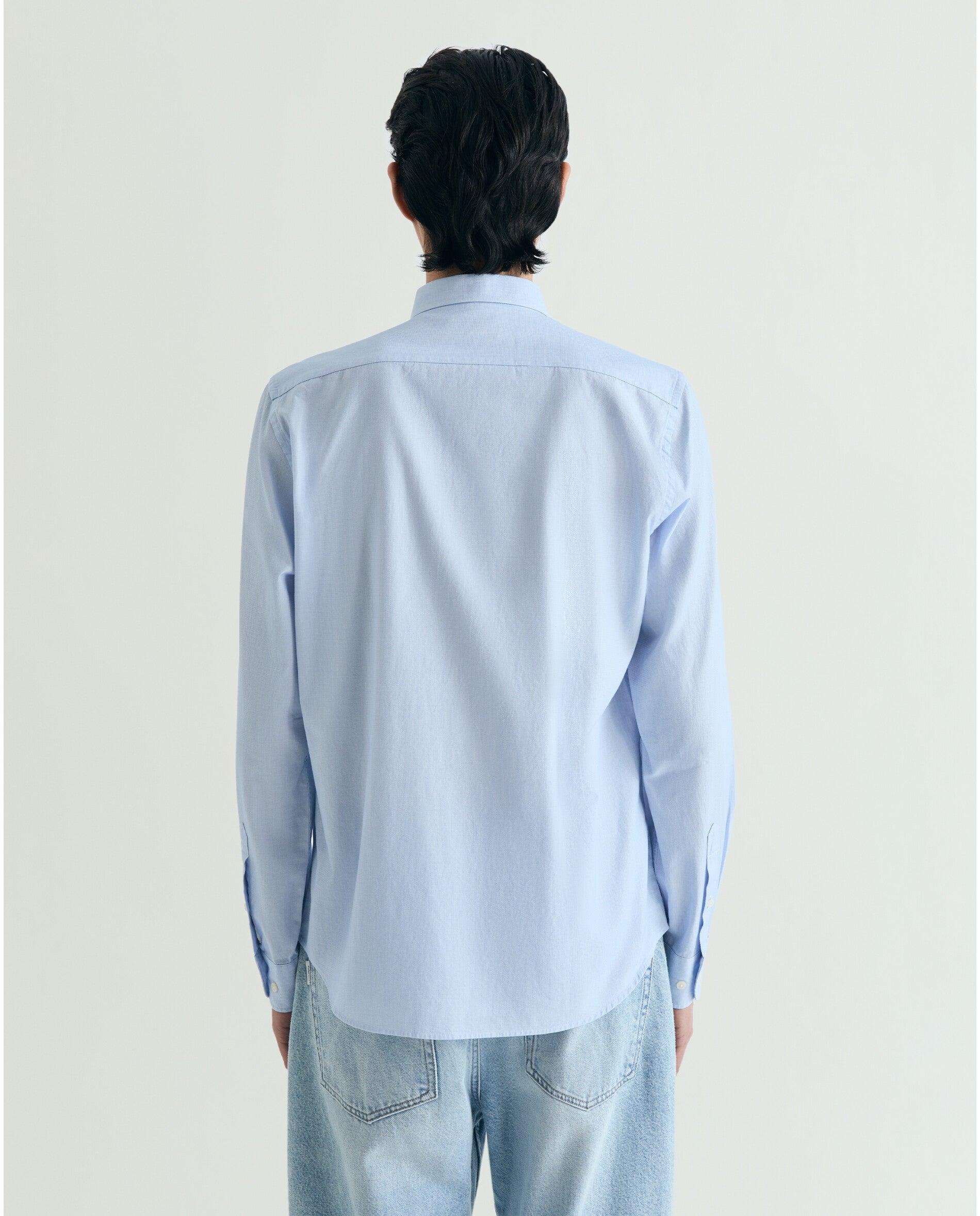 Camisa Regular Fit com Bainha Redondeada Azul-3