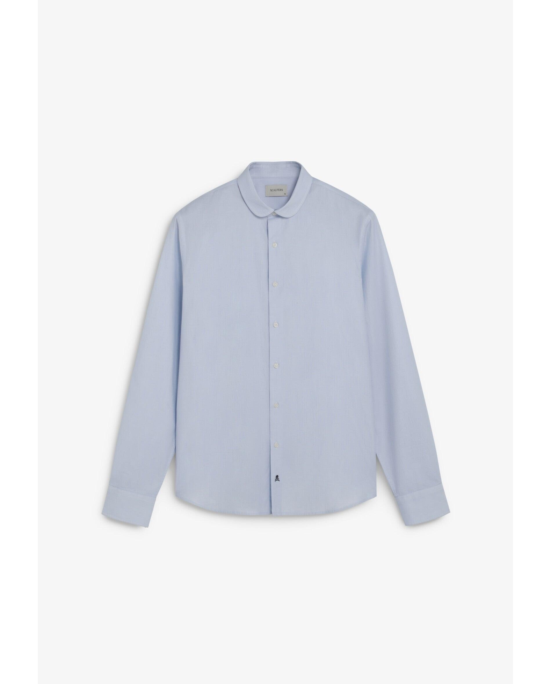 Camisa Regular Fit com Bainha Redondeada Azul-5