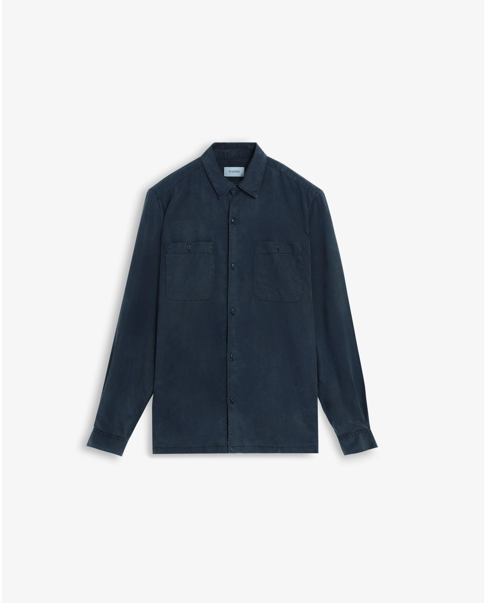 Camisa Regular Fit com Bolsos no Peito Navy-6