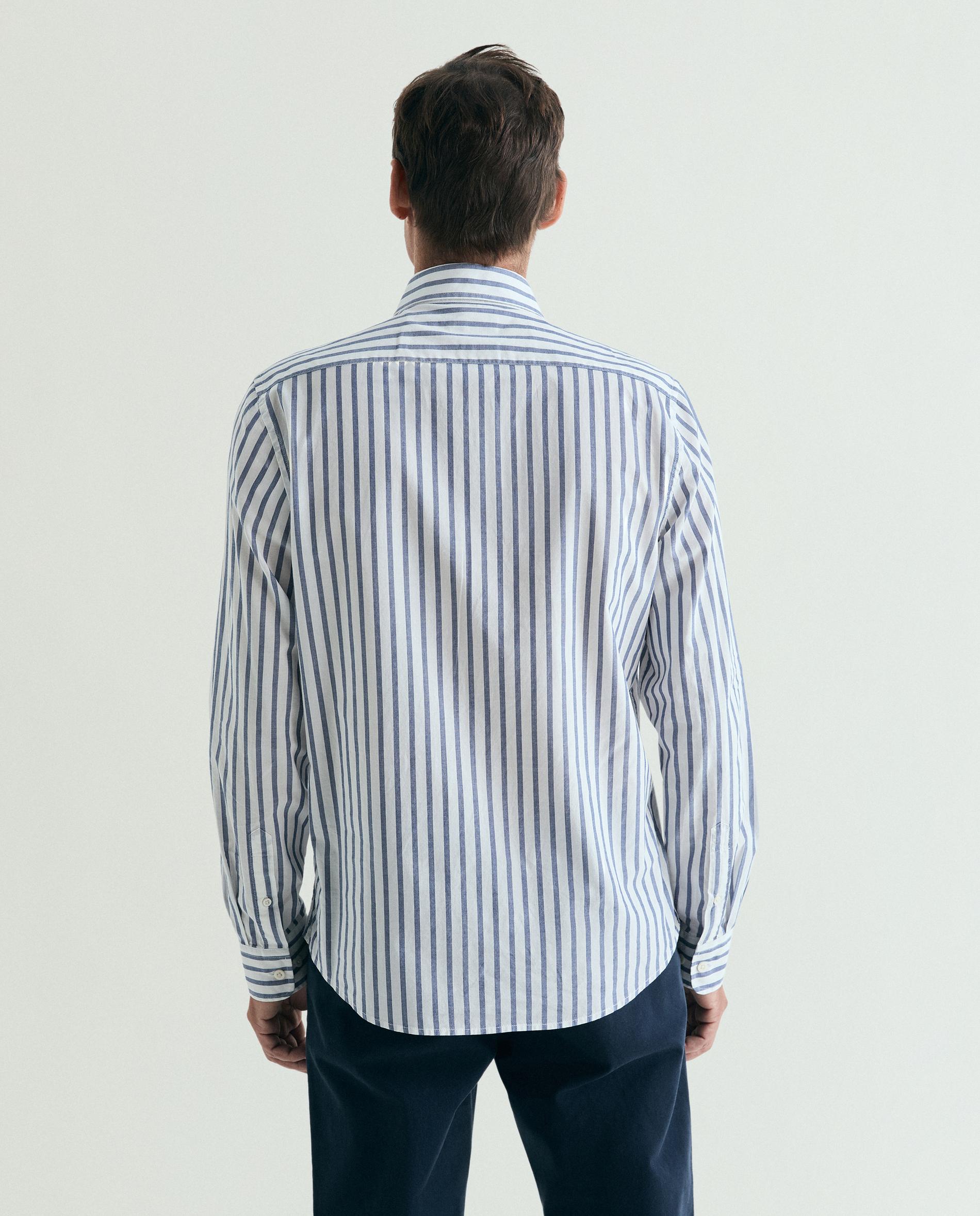 Camisa Regular Fit Às Riscas Azul-escuro-2