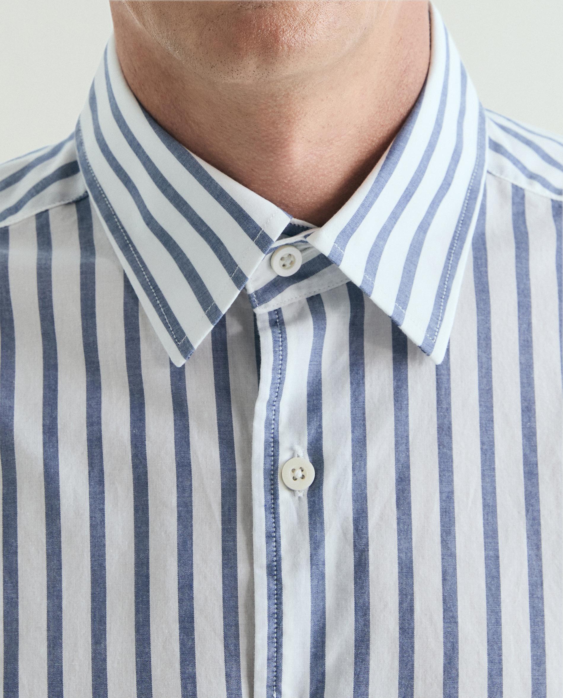 Camisa Regular Fit Às Riscas Azul-escuro-5