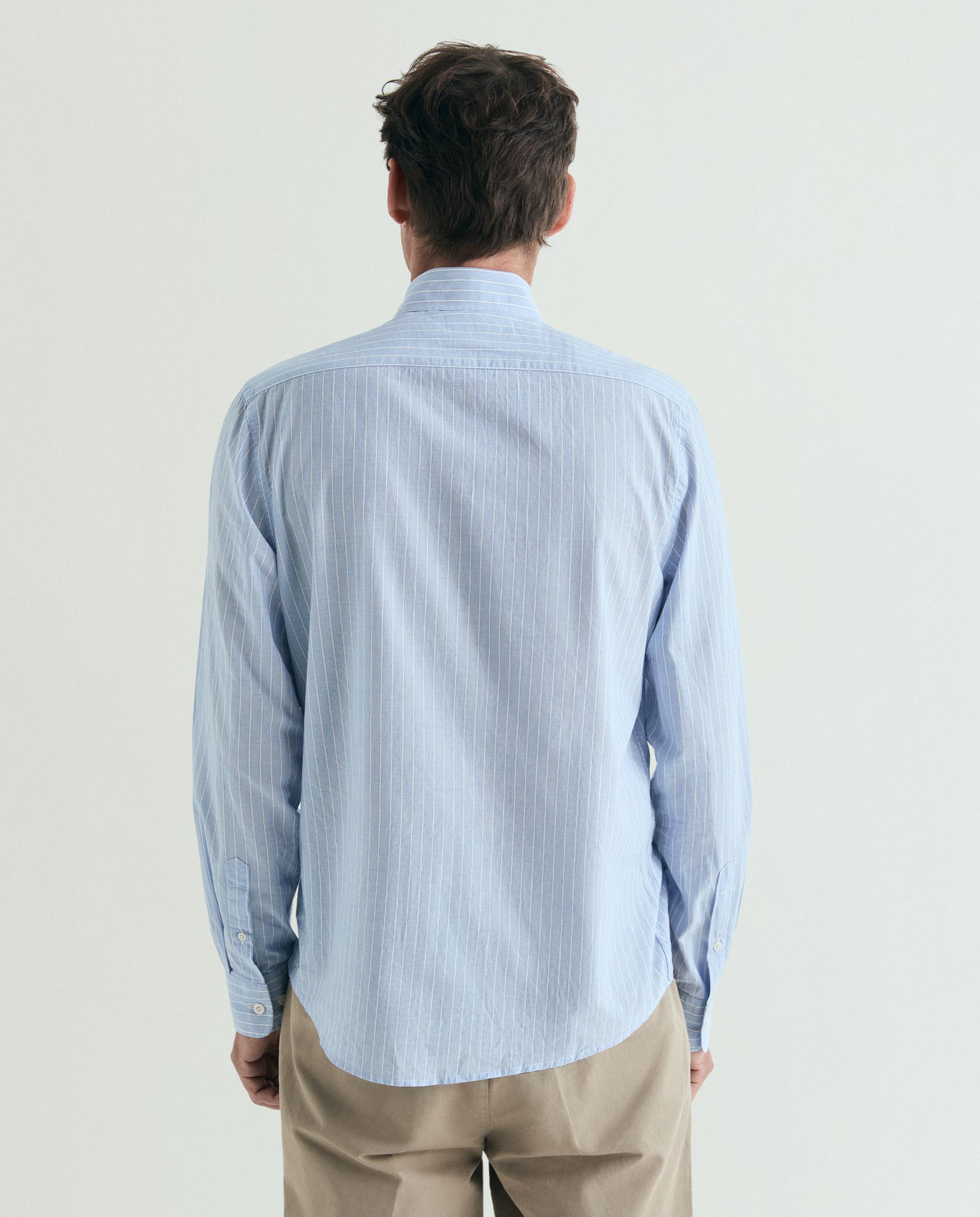 Camisa Regular Fit Às Riscas Azul-claro-2