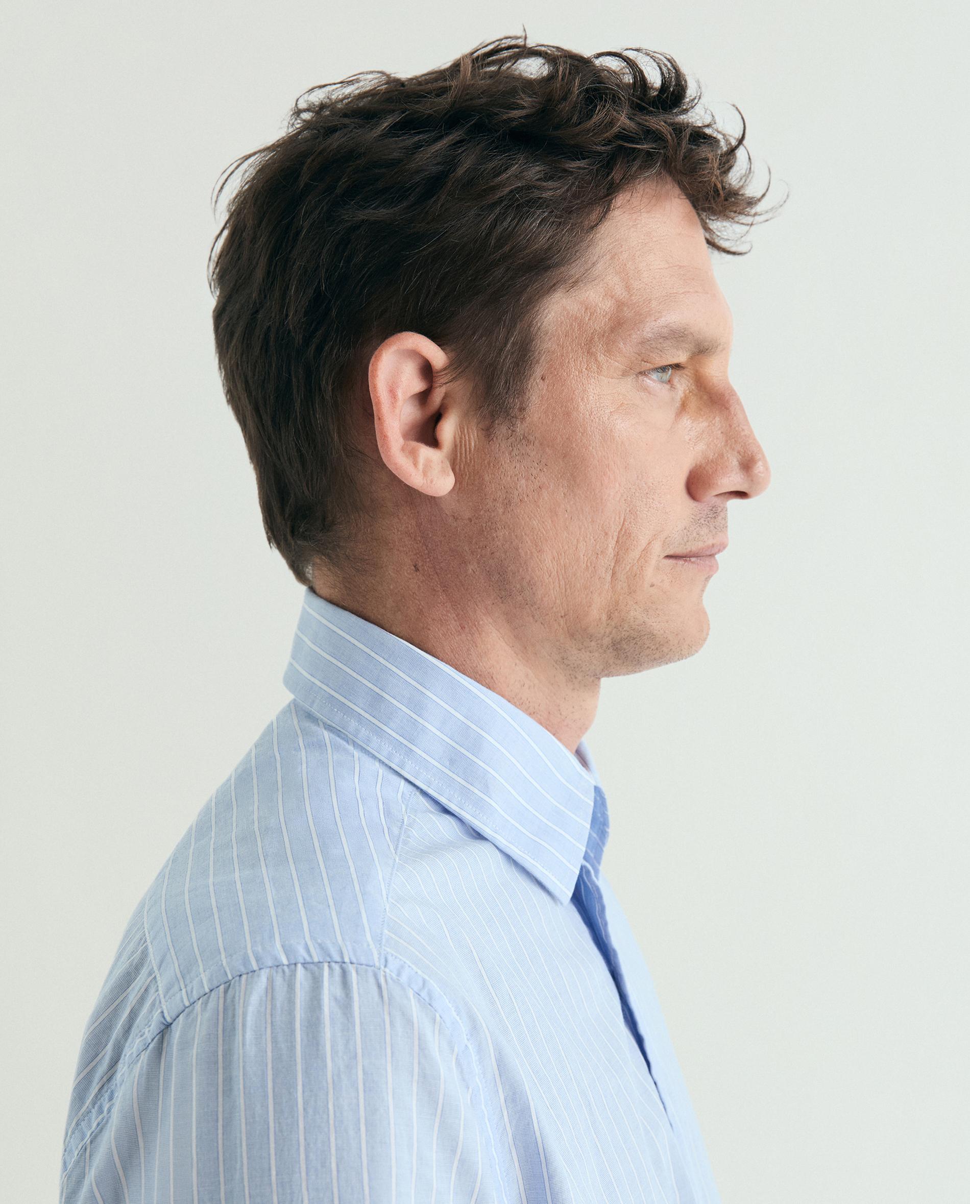 Camisa Regular Fit Às Riscas Azul-claro-5