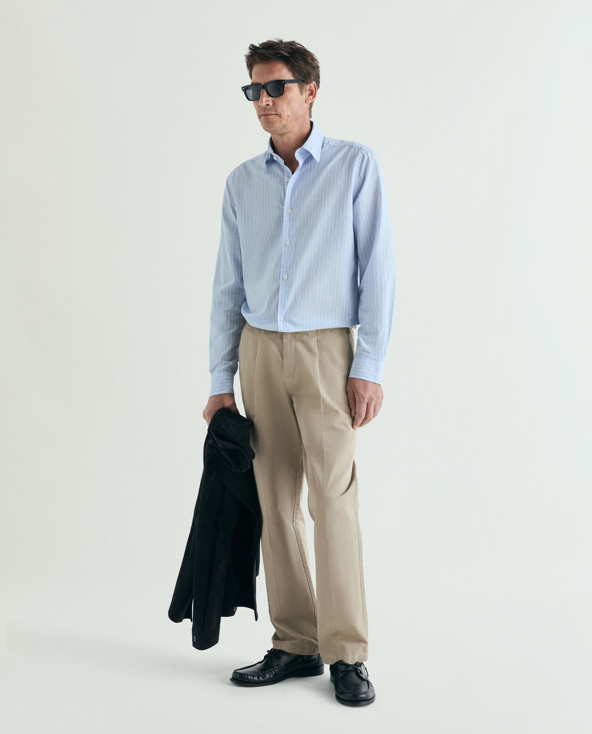 Camisa Regular Fit Às Riscas Azul-claro-6