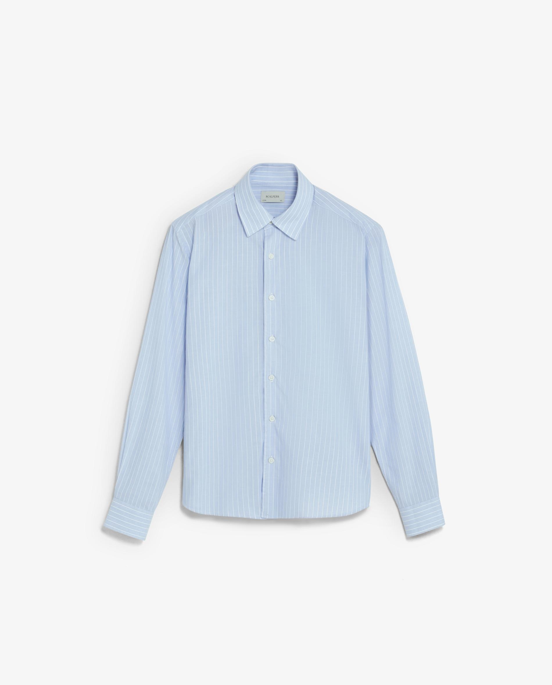 Camisa Regular Fit Às Riscas Azul-claro-10