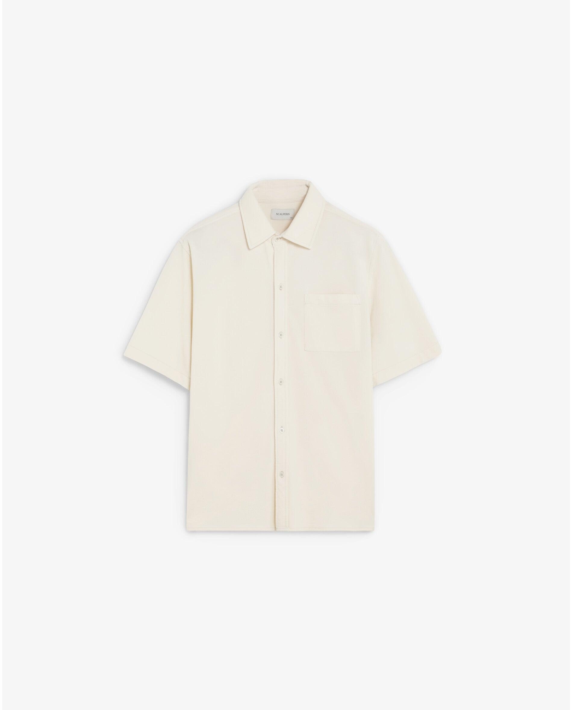 Camisa Slim de Manga Curta com Bolso Creme-5