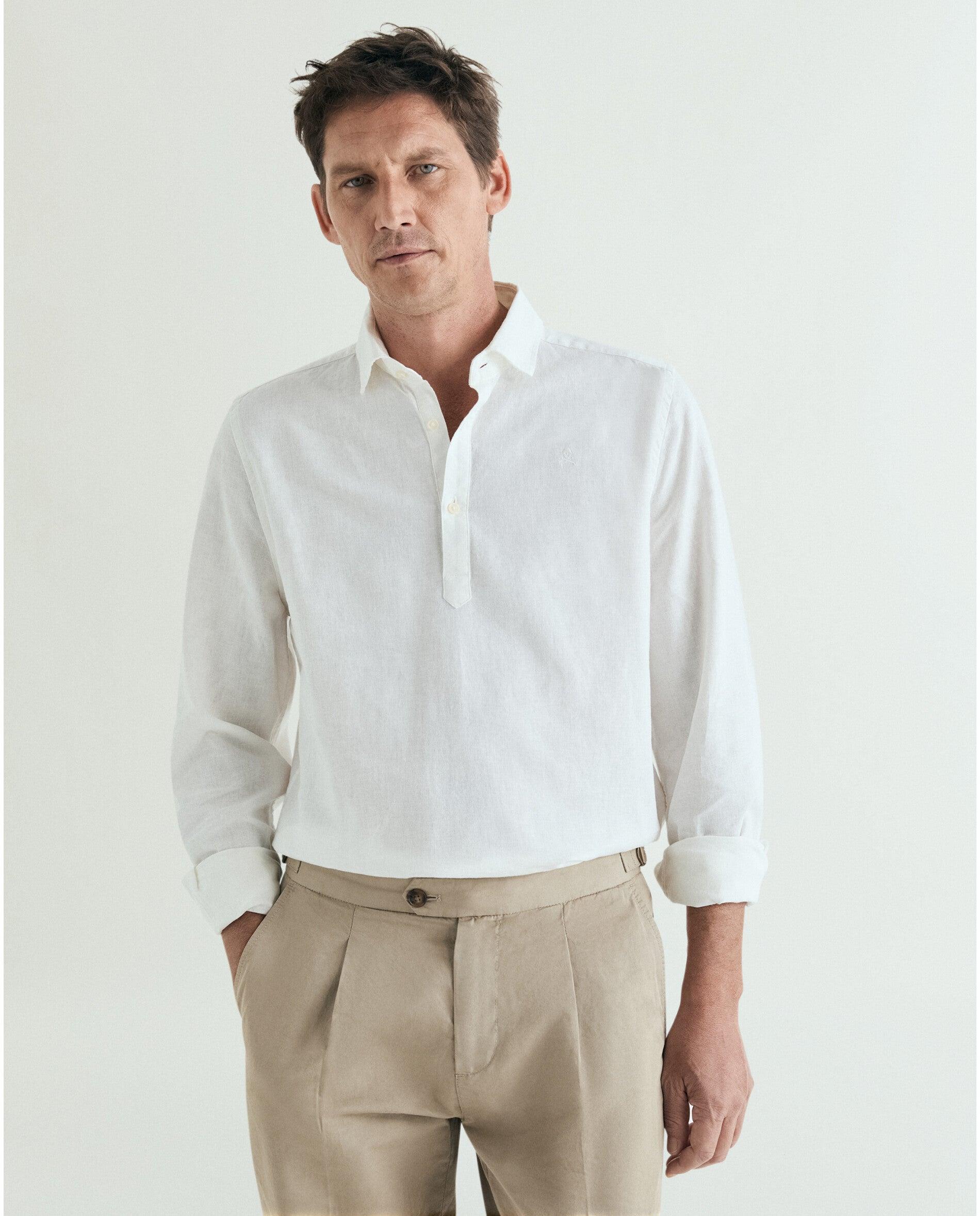 Camisa Regular Fit Tipo Polera Branco-1