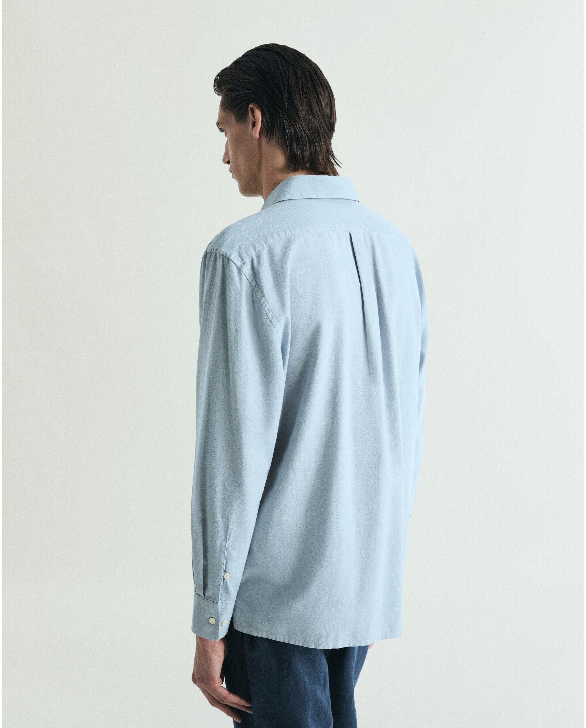 Camisa Regular Fit Tipo Polera com Bolso Azul-claro-2