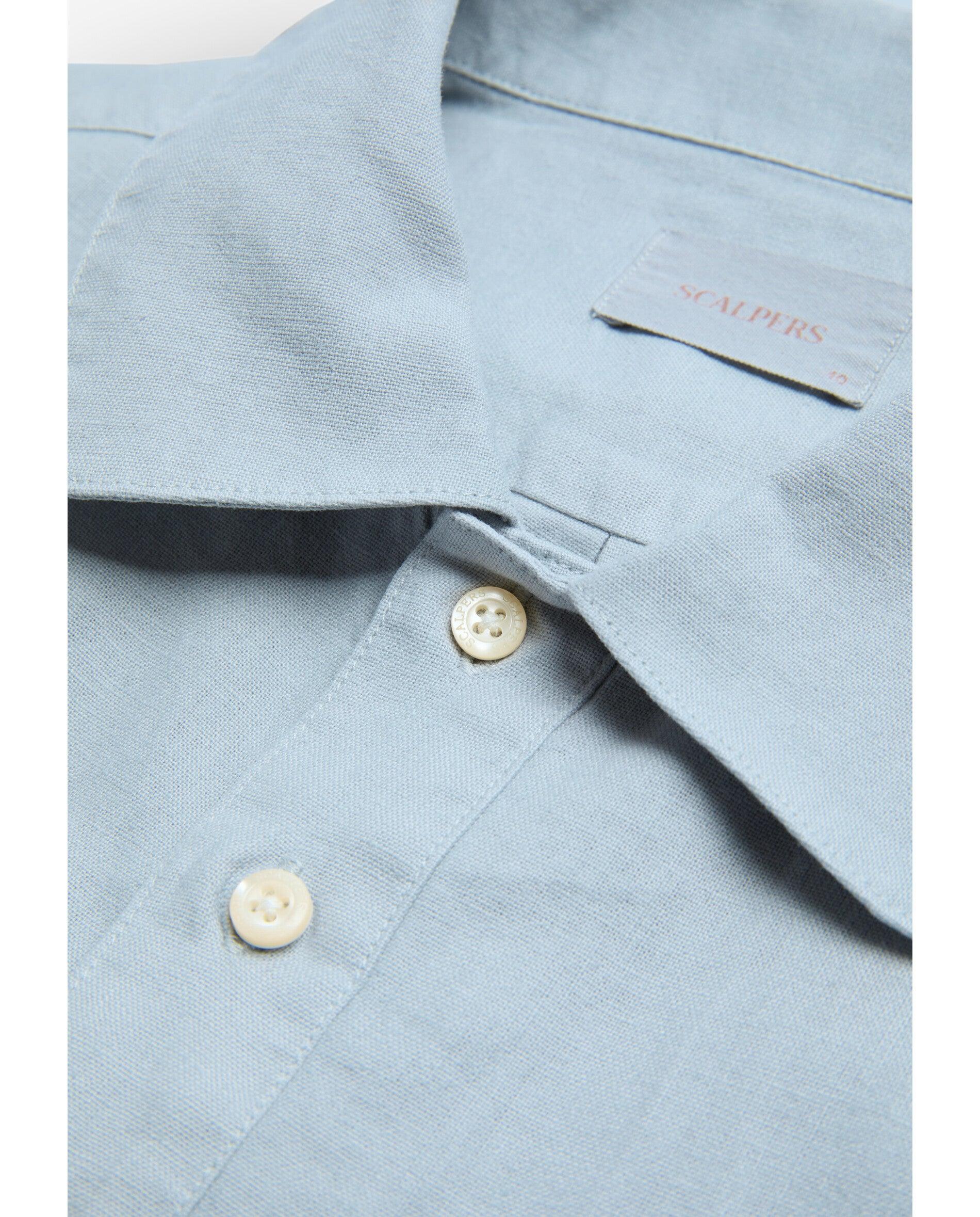 Camisa Regular Fit Tipo Polera com Bolso Azul-claro-3