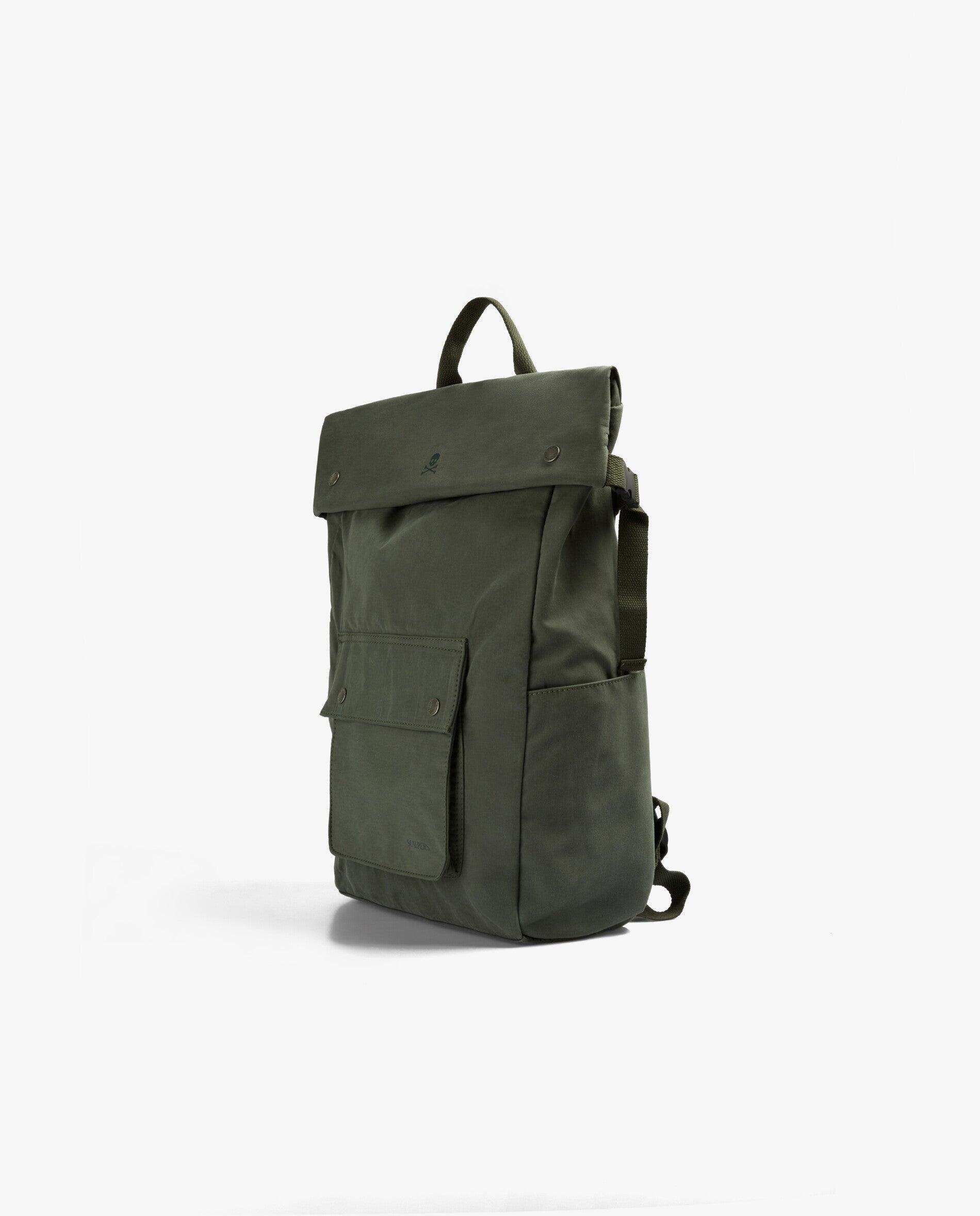 Mochila Infantil de Cordas com Bolso Interior Caqui-3