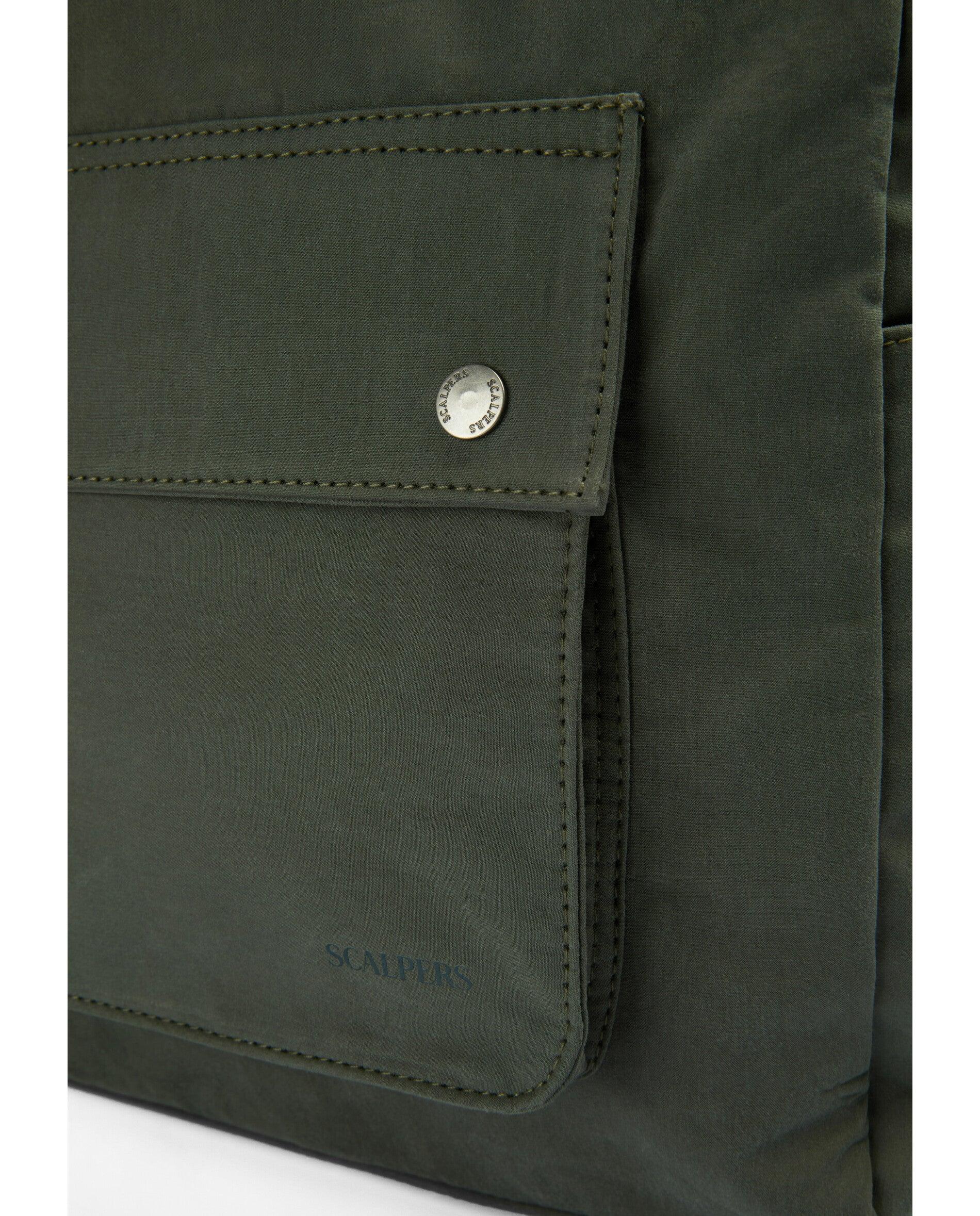 Mochila Infantil de Cordas com Bolso Interior Caqui-6