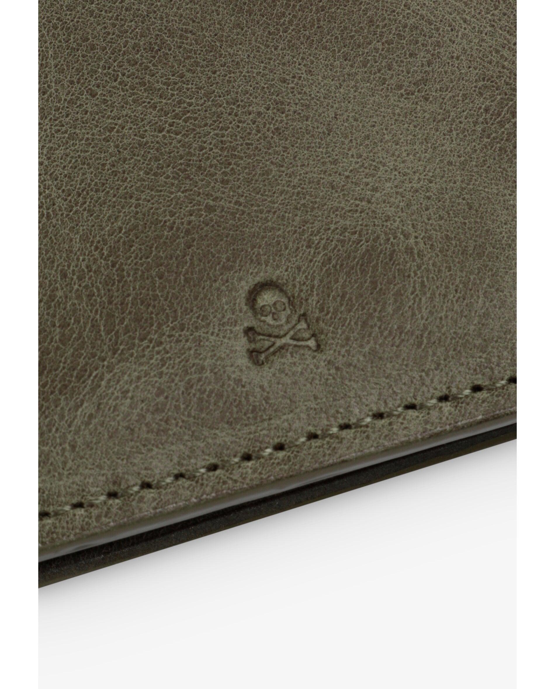 Carteira com Porta-moedas em Pele com Logo Gravado Verde-militar-5