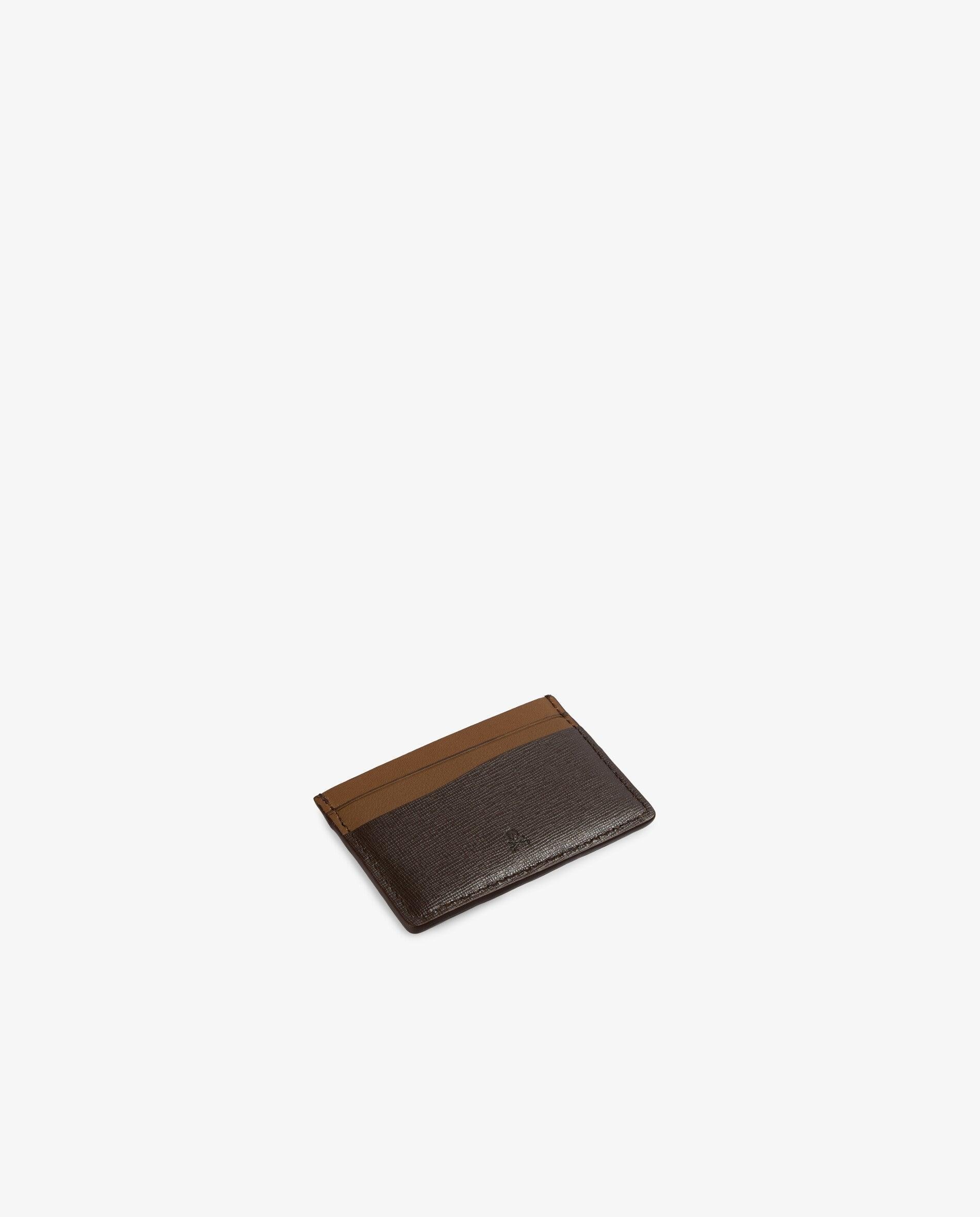 Porta-cartões em Pele com Bolso Superior Castanho-3