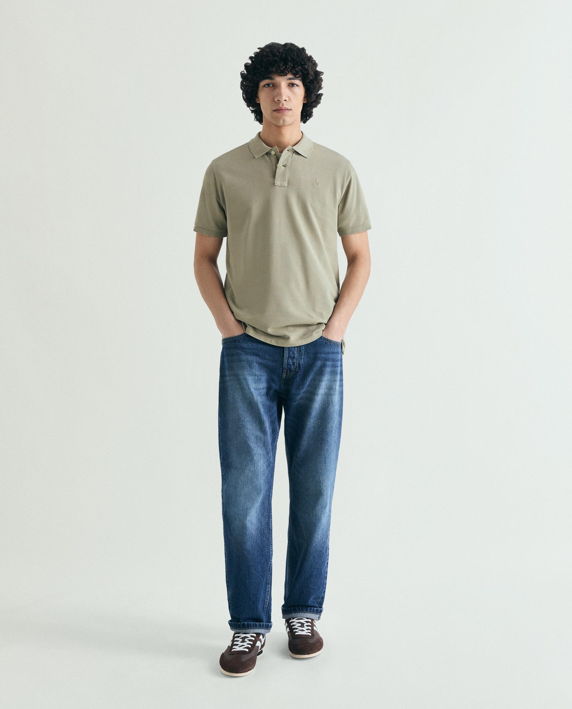 Polo de Manga Curta Regular Fit Caqui-3