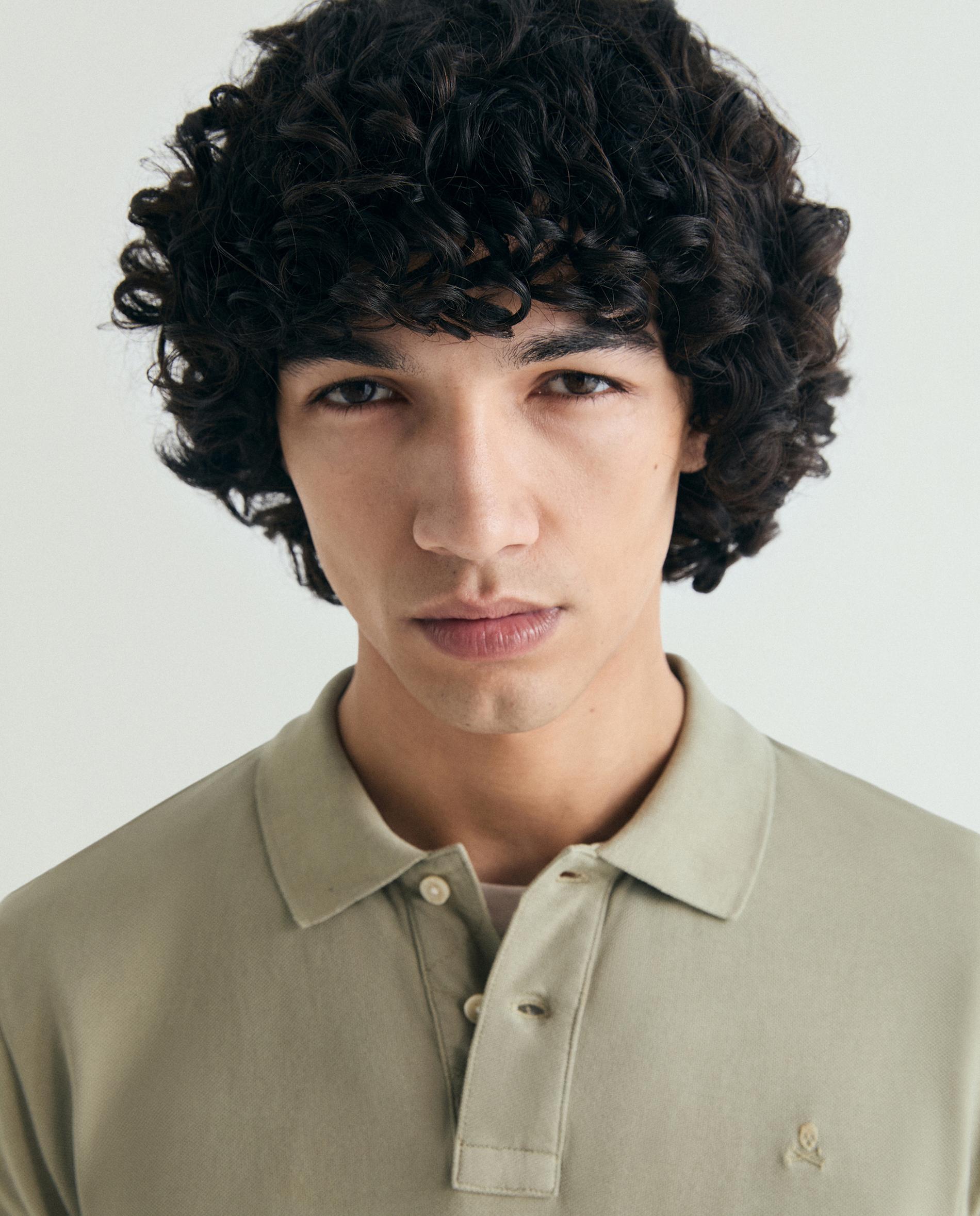 Polo de Manga Curta Regular Fit Caqui-4