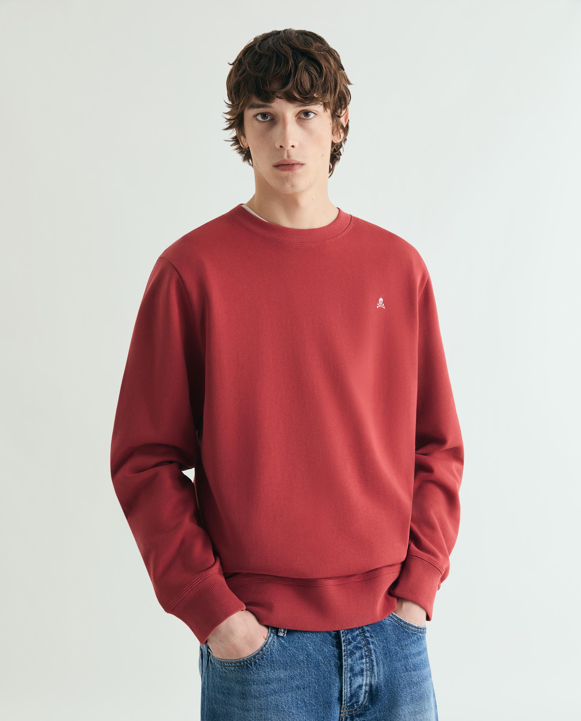 Sweatshirt sem Capuz com Gola Redonda Vermelho-1