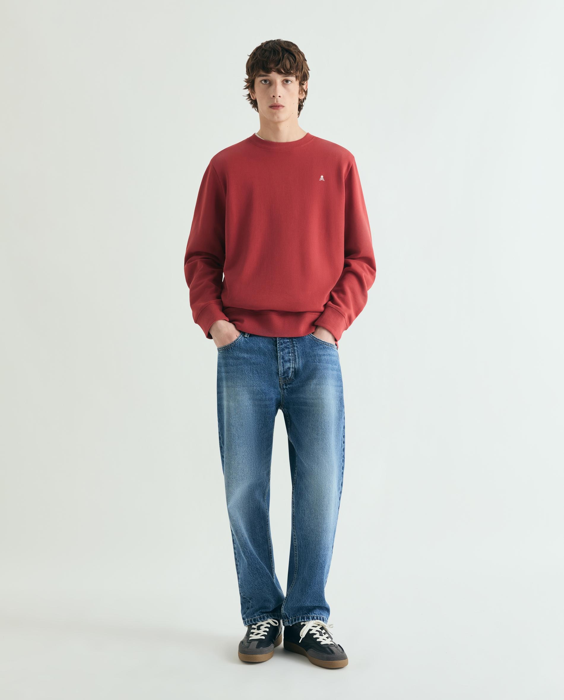 Sweatshirt sem Capuz com Gola Redonda Vermelho-3