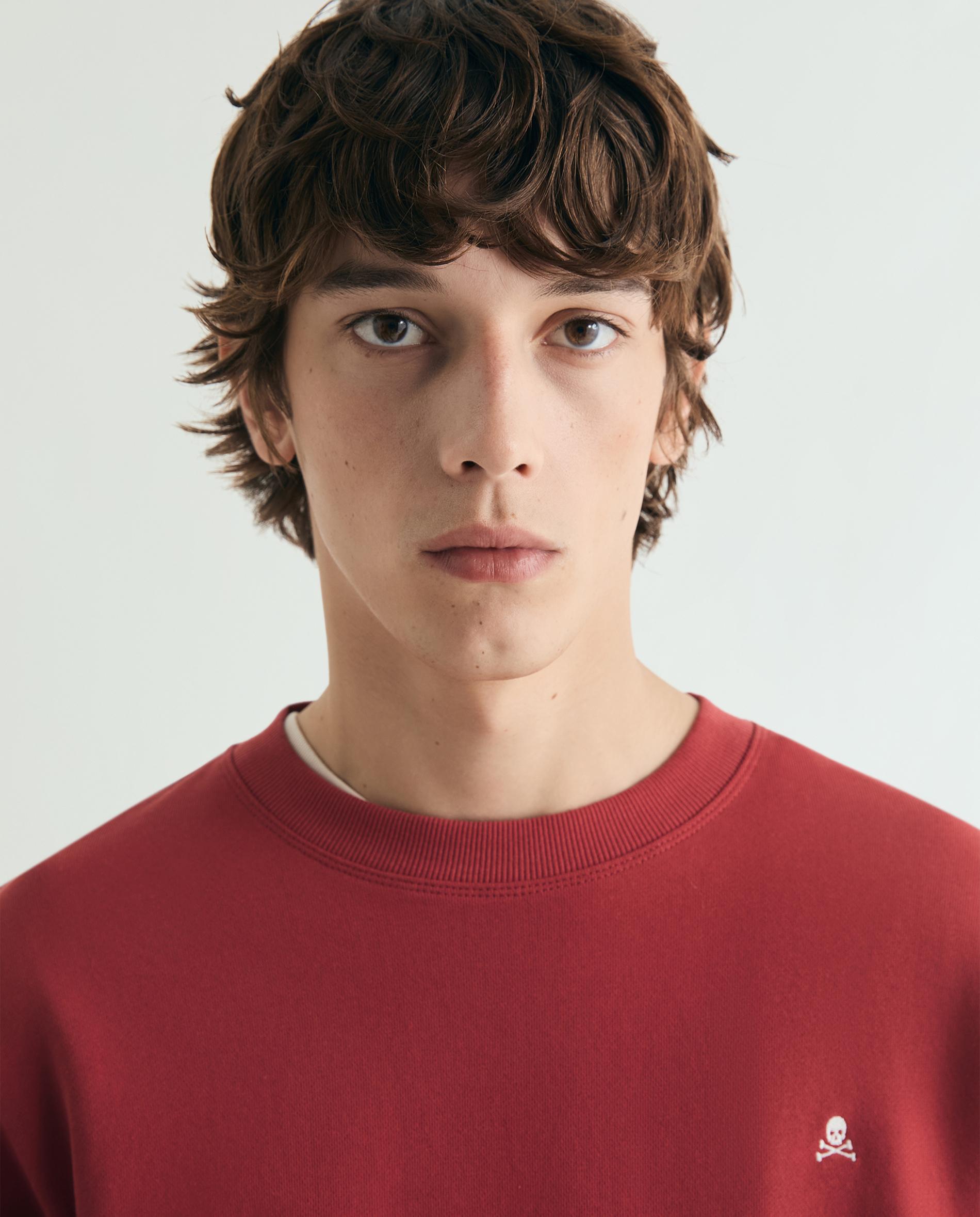 Sweatshirt sem Capuz com Gola Redonda Vermelho-4