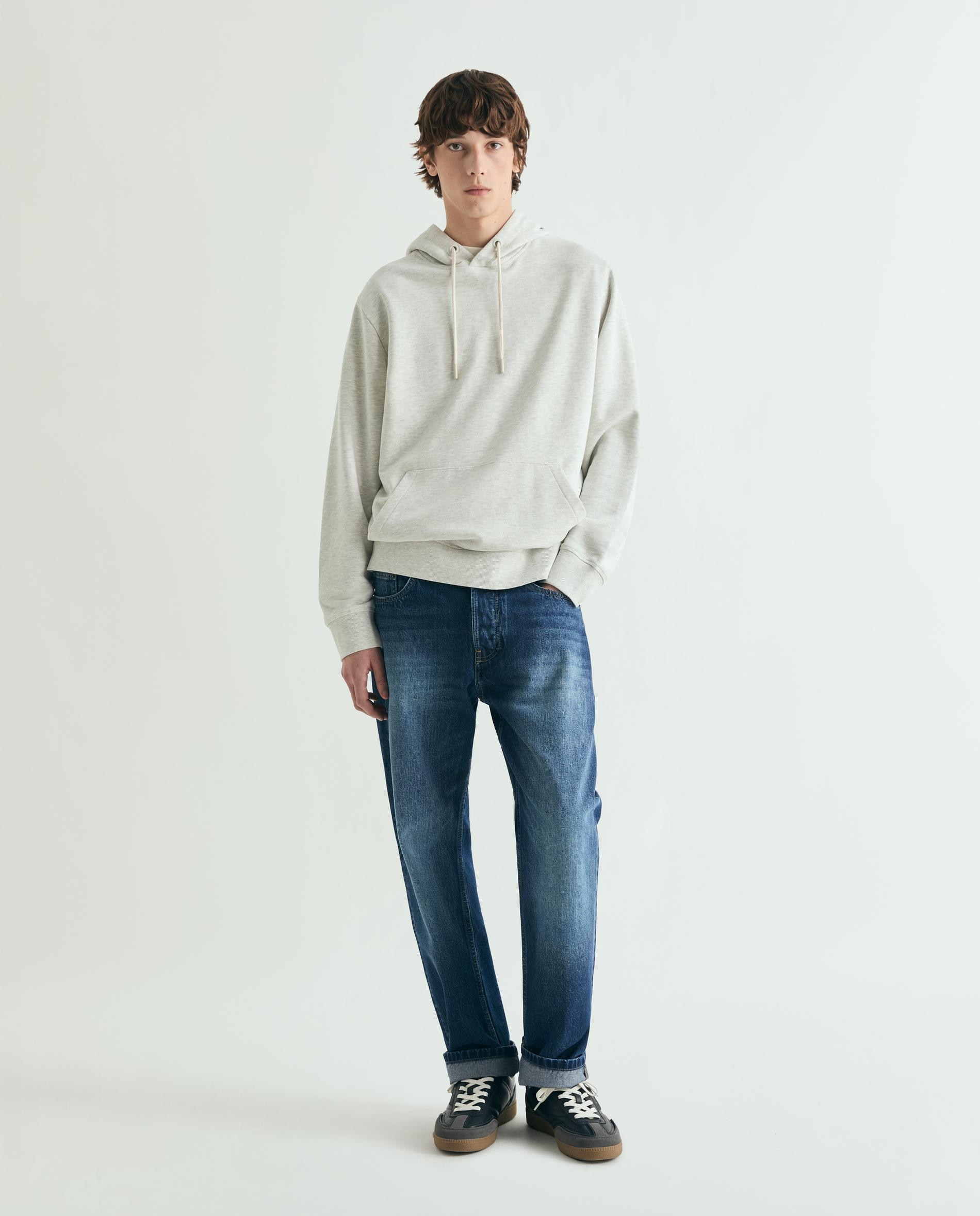 Sweatshirt com Capuz e Bolso Canguru Cinzento-claro-3