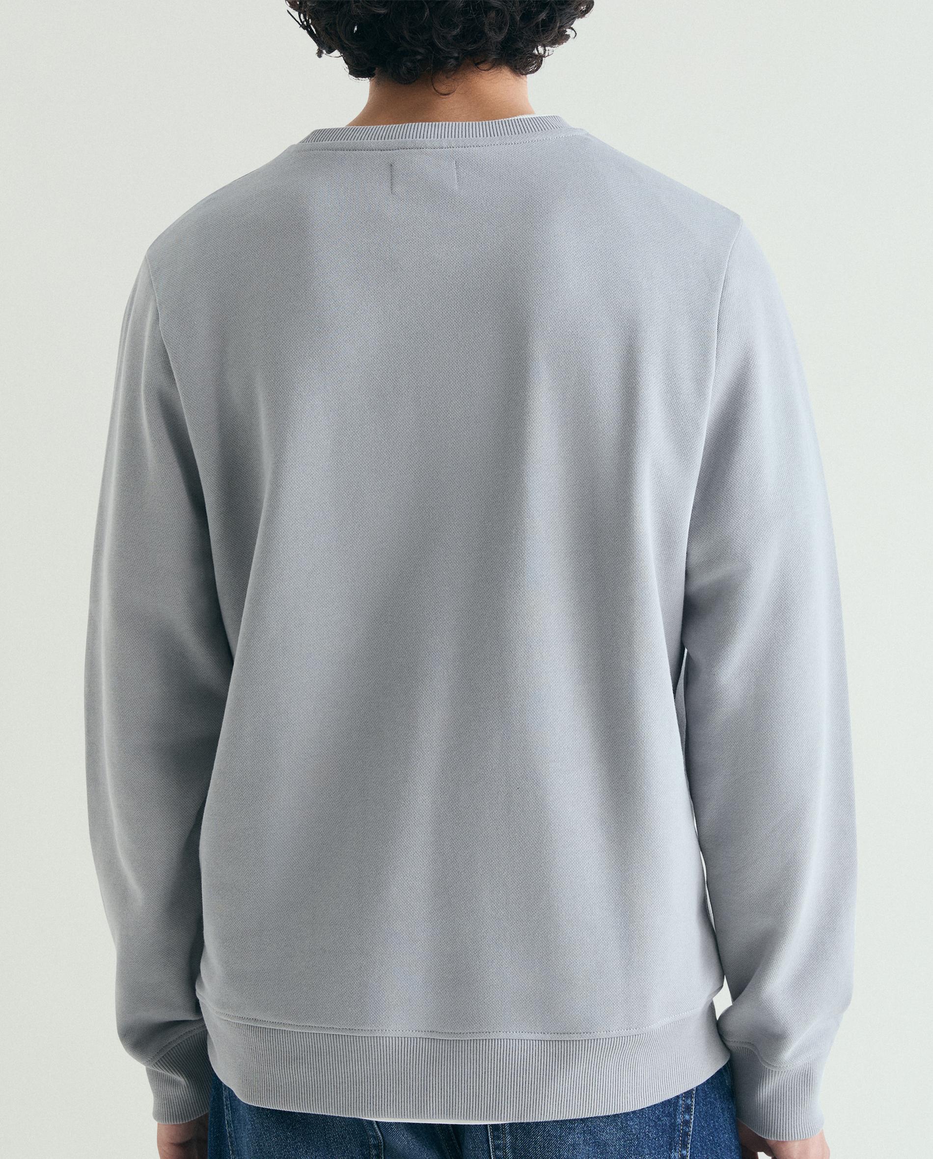 Sweatshirt com Gola Redonda e Logo Bordado Cinzento-3