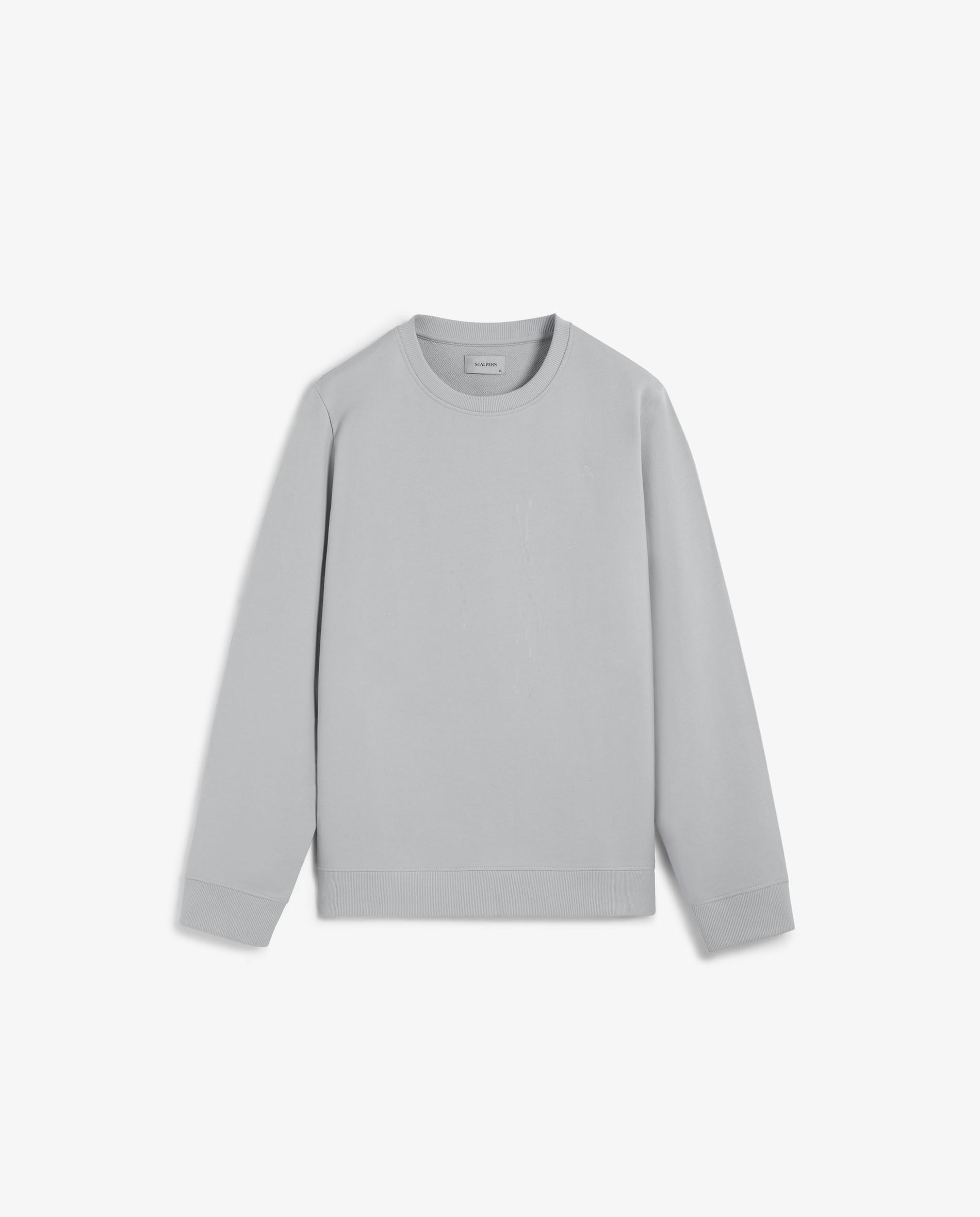 Sweatshirt com Gola Redonda e Logo Bordado Cinzento-4