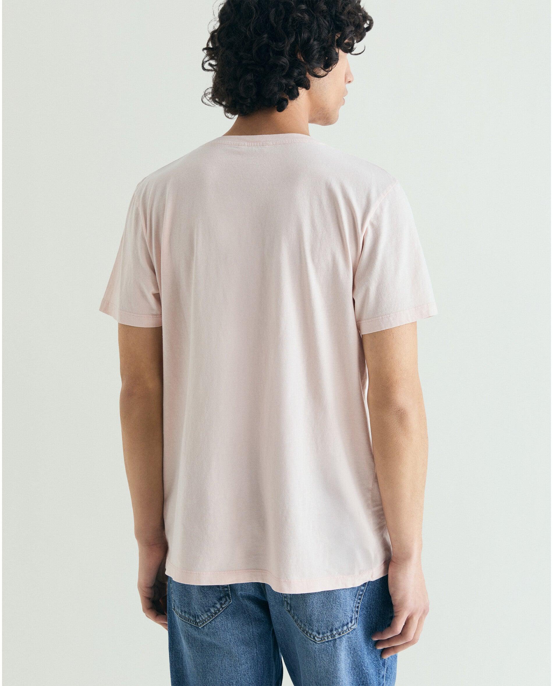 T-shirt de Manga Curta com Logo Bordado em Tom Rosa-2