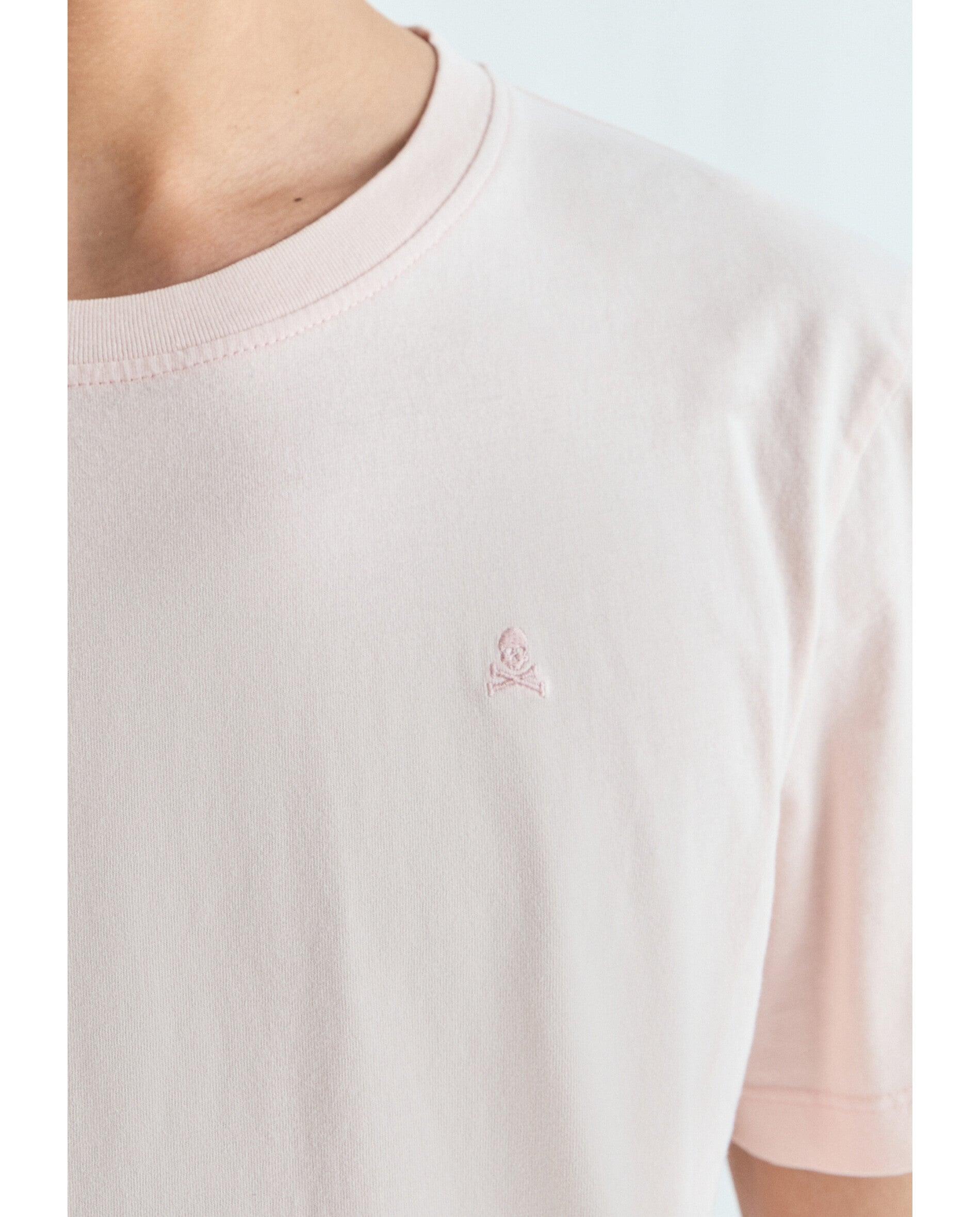 T-shirt de Manga Curta com Logo Bordado em Tom Rosa-4
