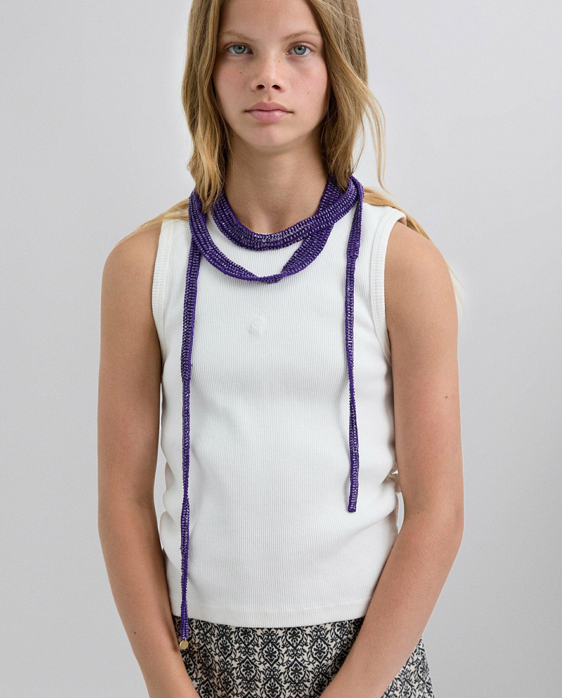 Colar Infantil de Contas de Cristal Ajustável Roxo-4
