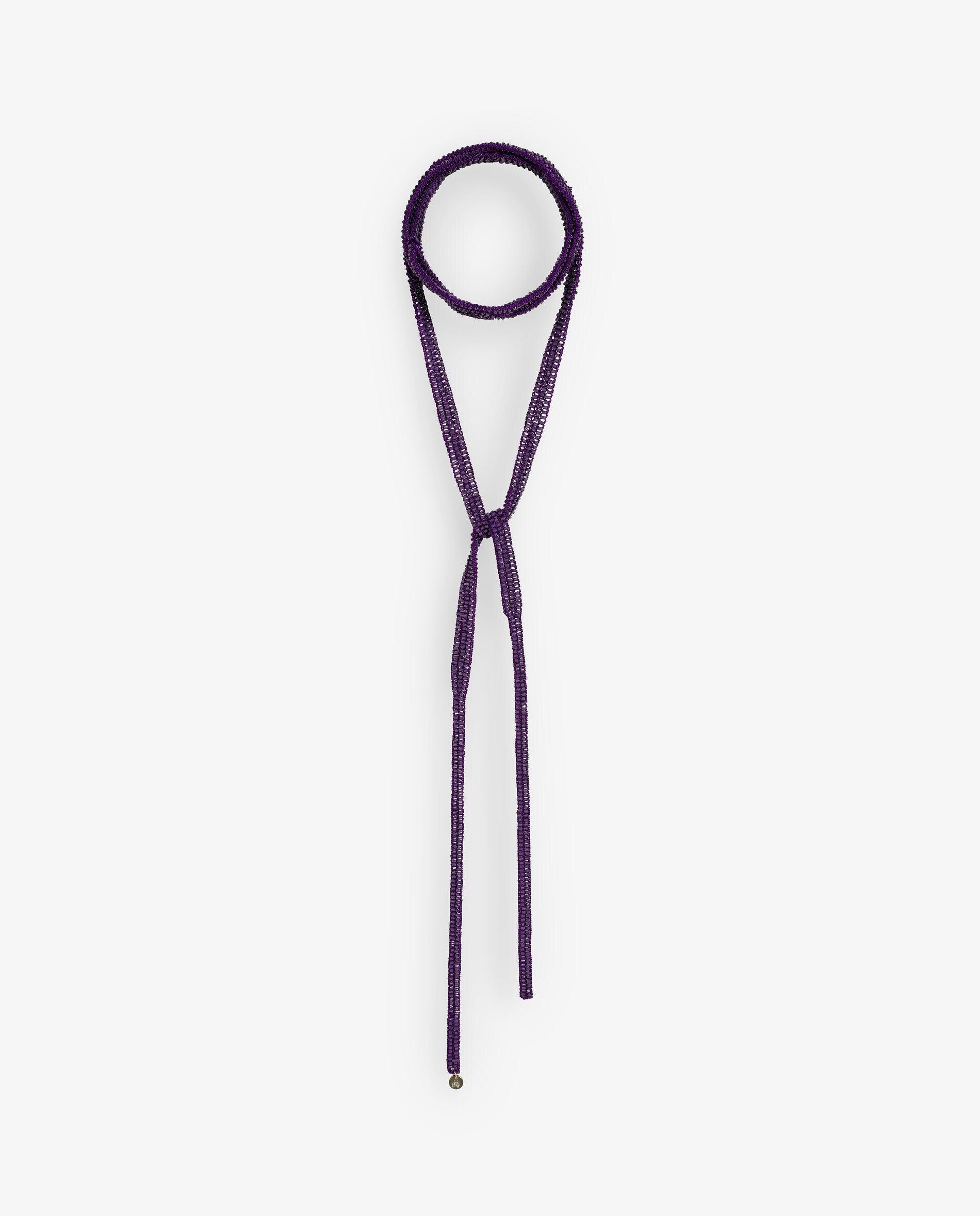 Colar Infantil de Contas de Cristal Ajustável Roxo-5